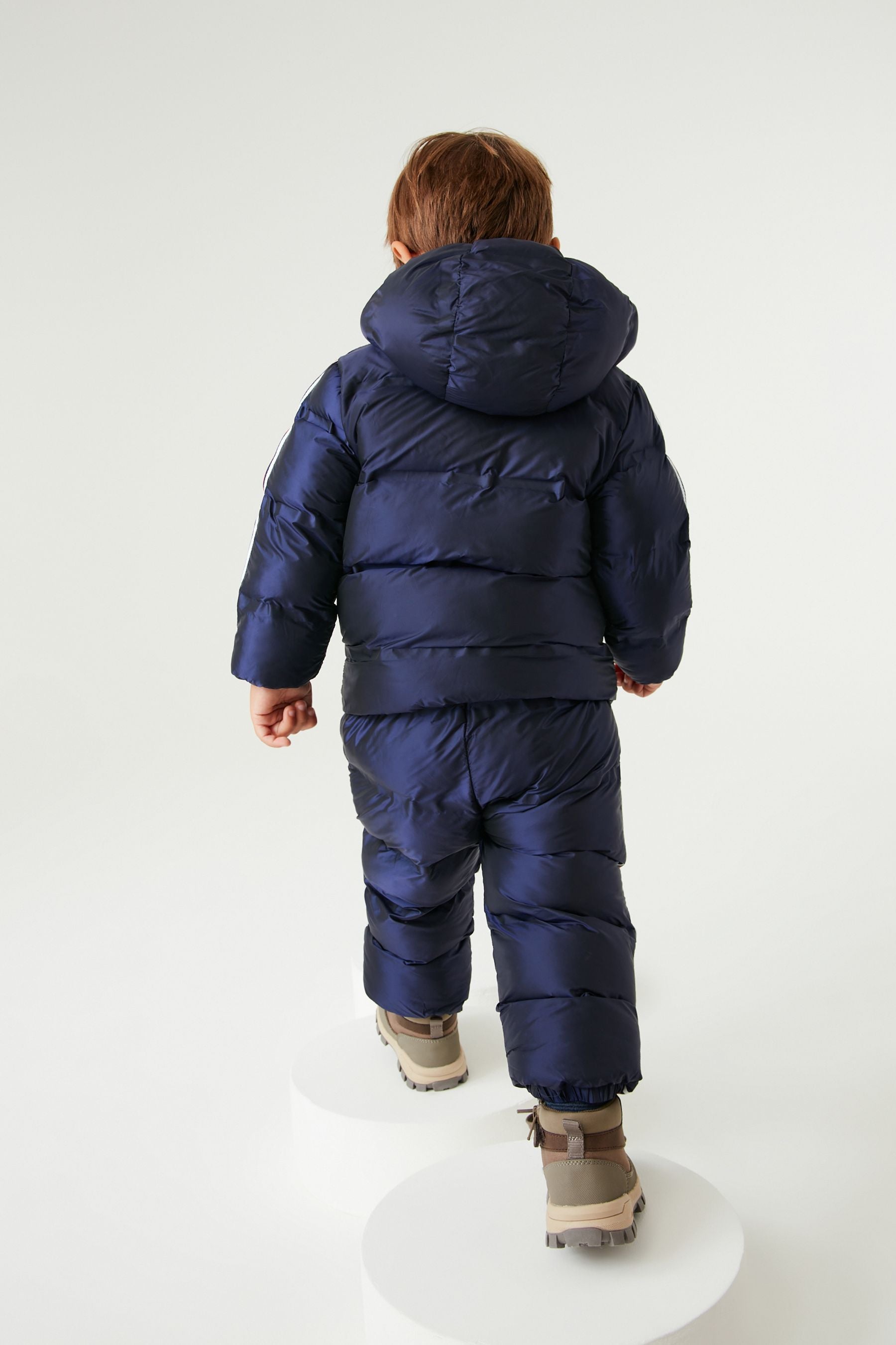 Navy Blue Shiny Padded Jacket And Trousers Set (3mths-7yrs)