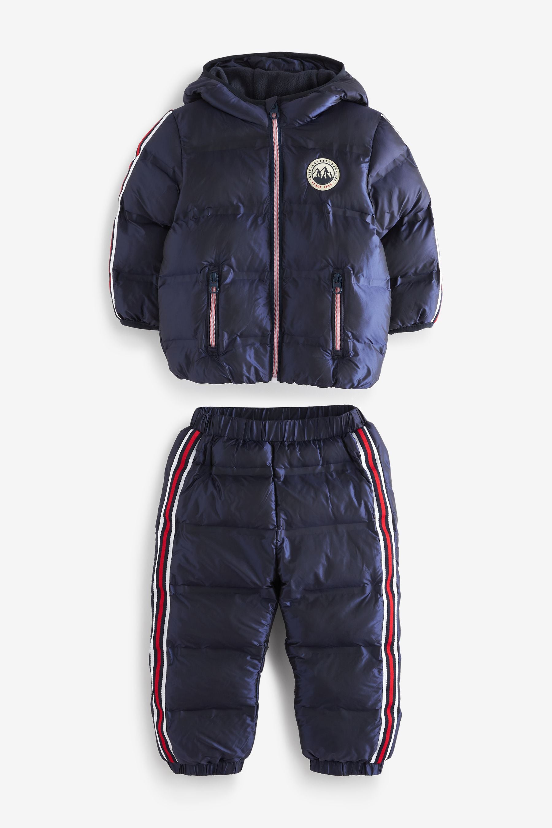 Navy Blue Shiny Padded Jacket And Trousers Set (3mths-7yrs)