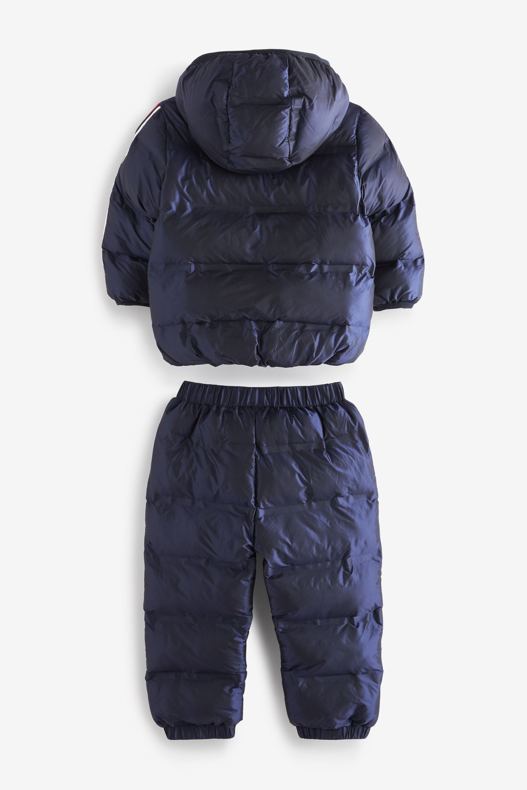 Navy Blue Shiny Padded Jacket And Trousers Set (3mths-7yrs)