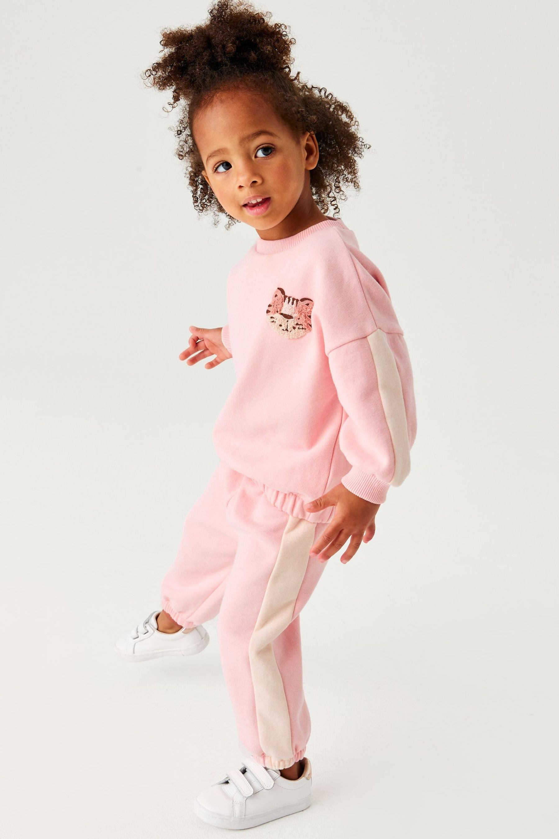 Pink Side Stripe Character Sweat And Joggers Set (3mths-7yrs)