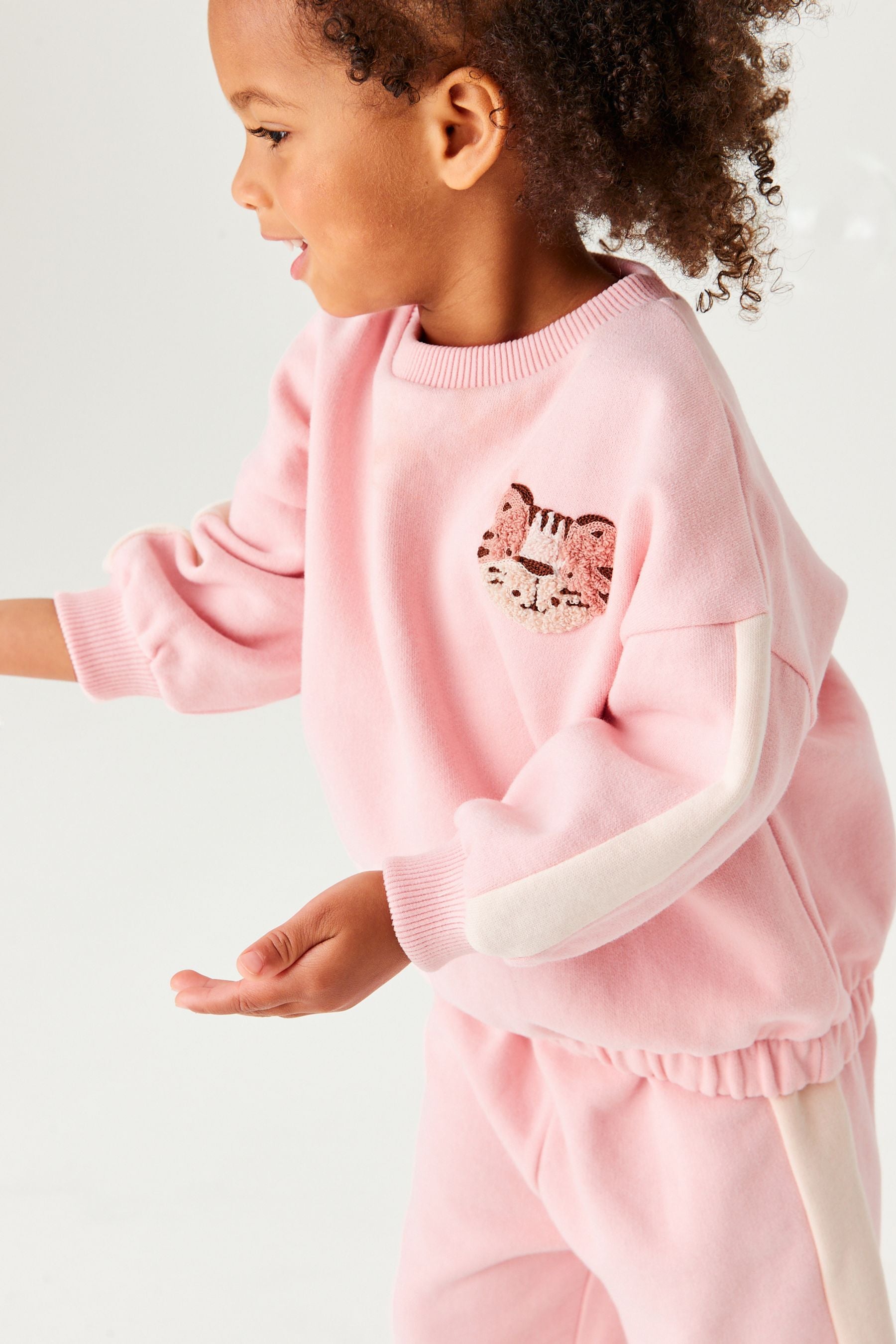 Pink Side Stripe Character Sweat And Joggers Set (3mths-7yrs)