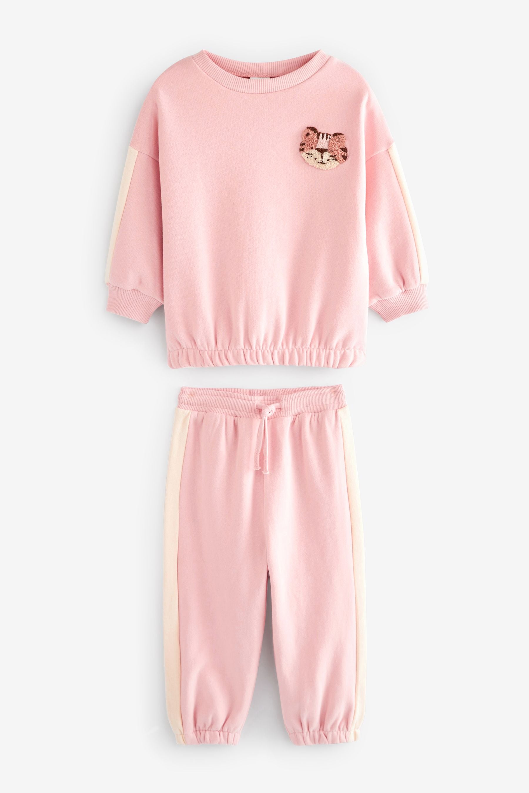 Pink Side Stripe Character Sweat And Joggers Set (3mths-7yrs)