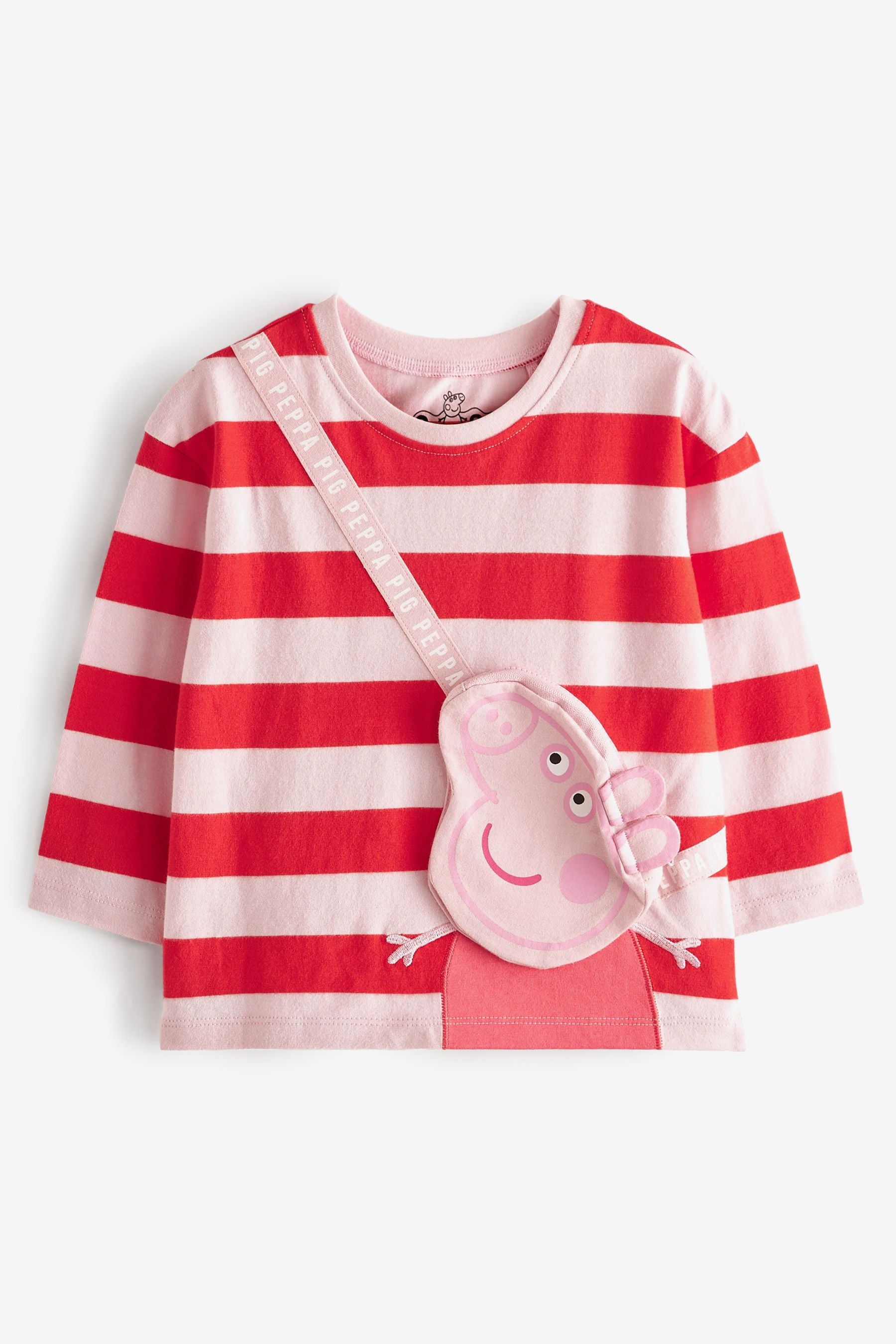 Peppa Pig Pink/Red Long Sleeve Bag T-Shirt (3mths-7yrs)