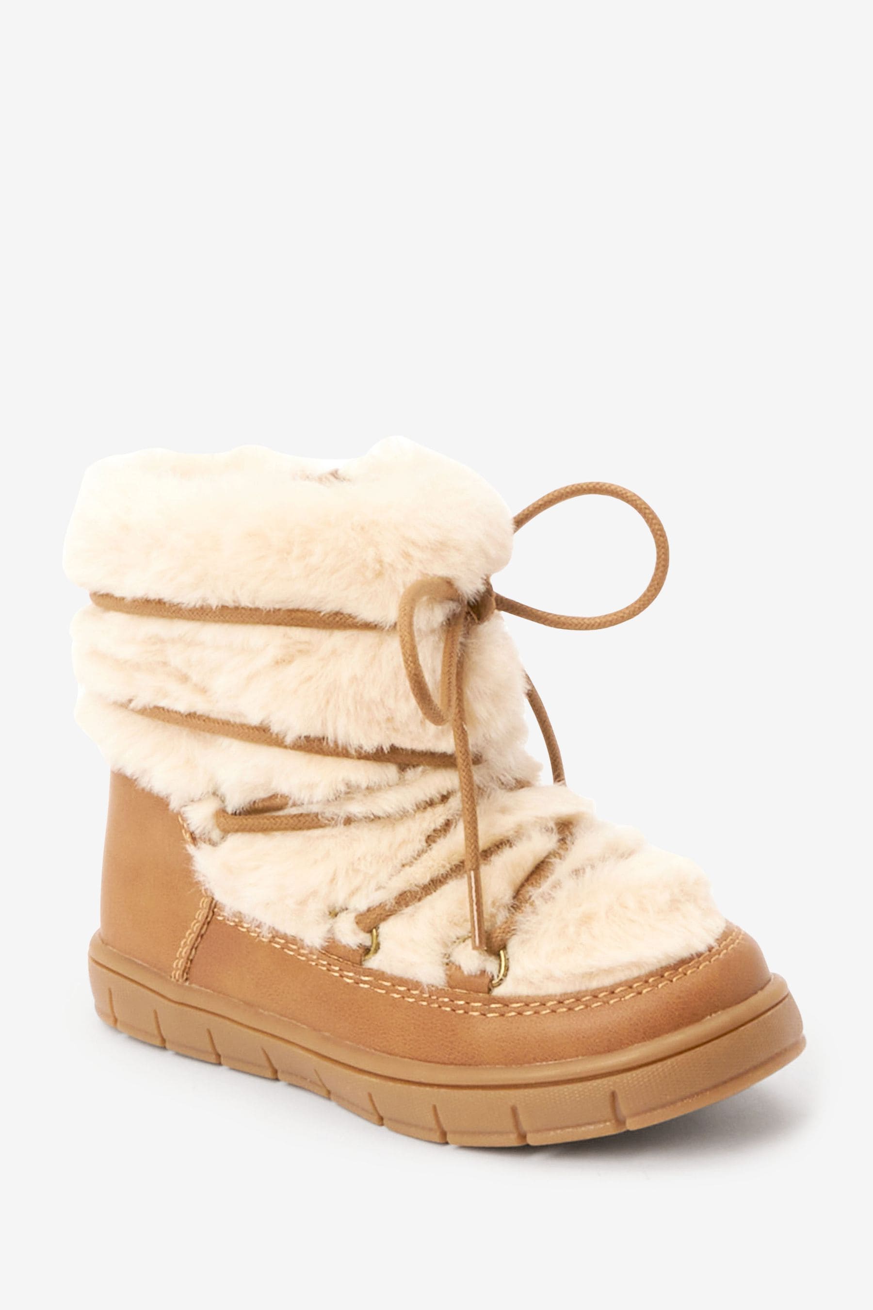 Tan Brown Faux Fur Moon Boots