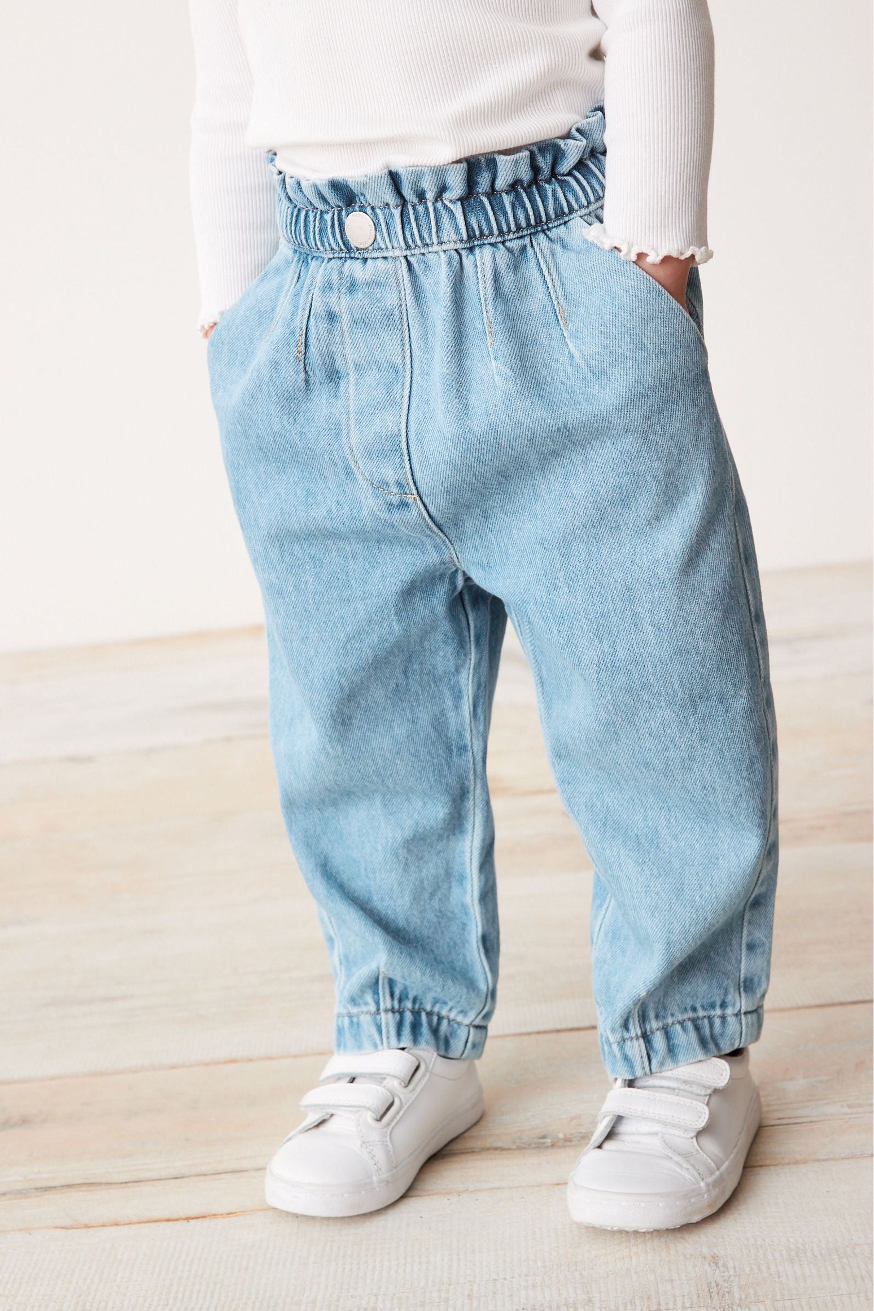 Denim Bleach Wash Paperbag Jeans (3mths-7yrs)