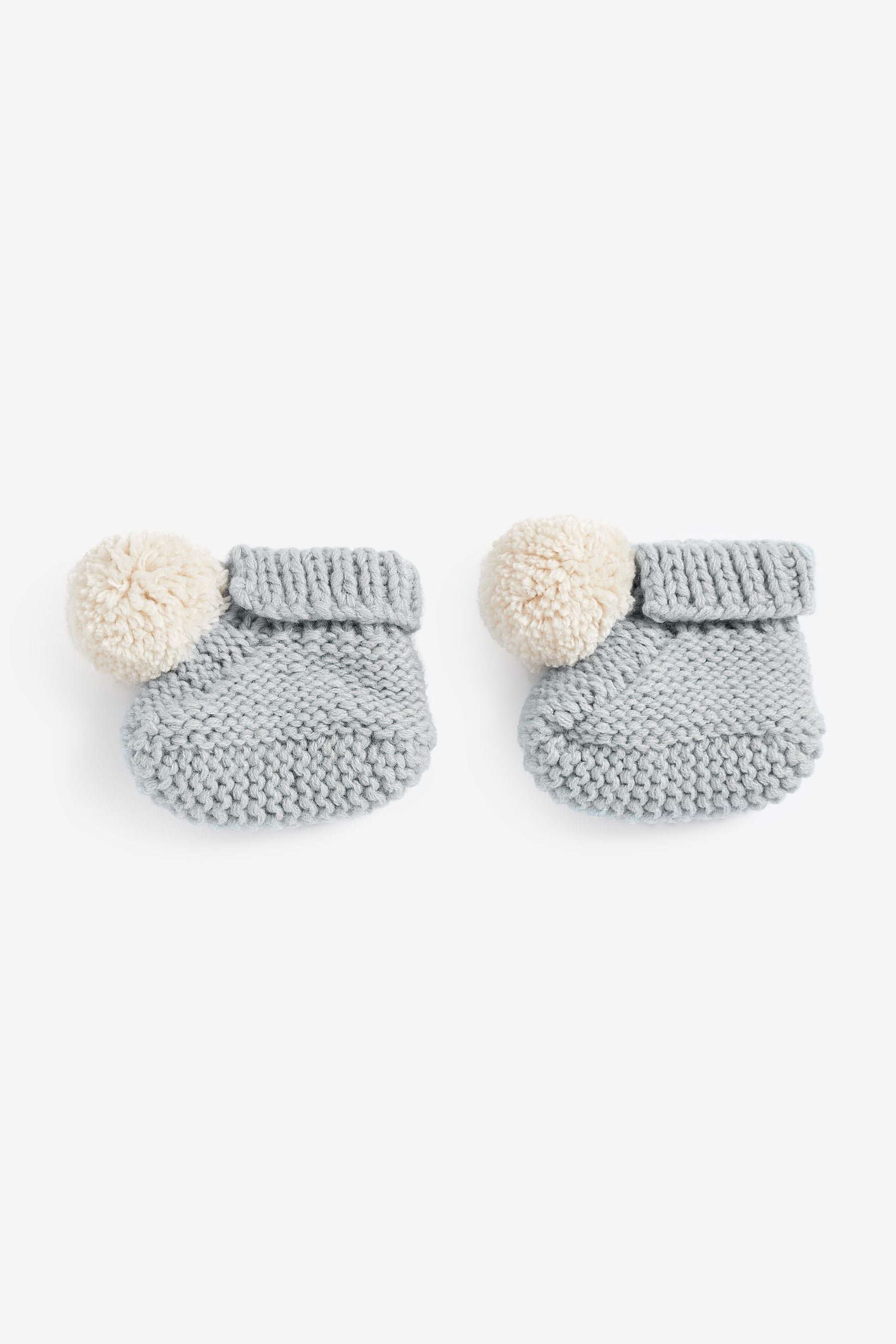 Grey Knitted Baby Hat And Booties (0mths-2yrs)