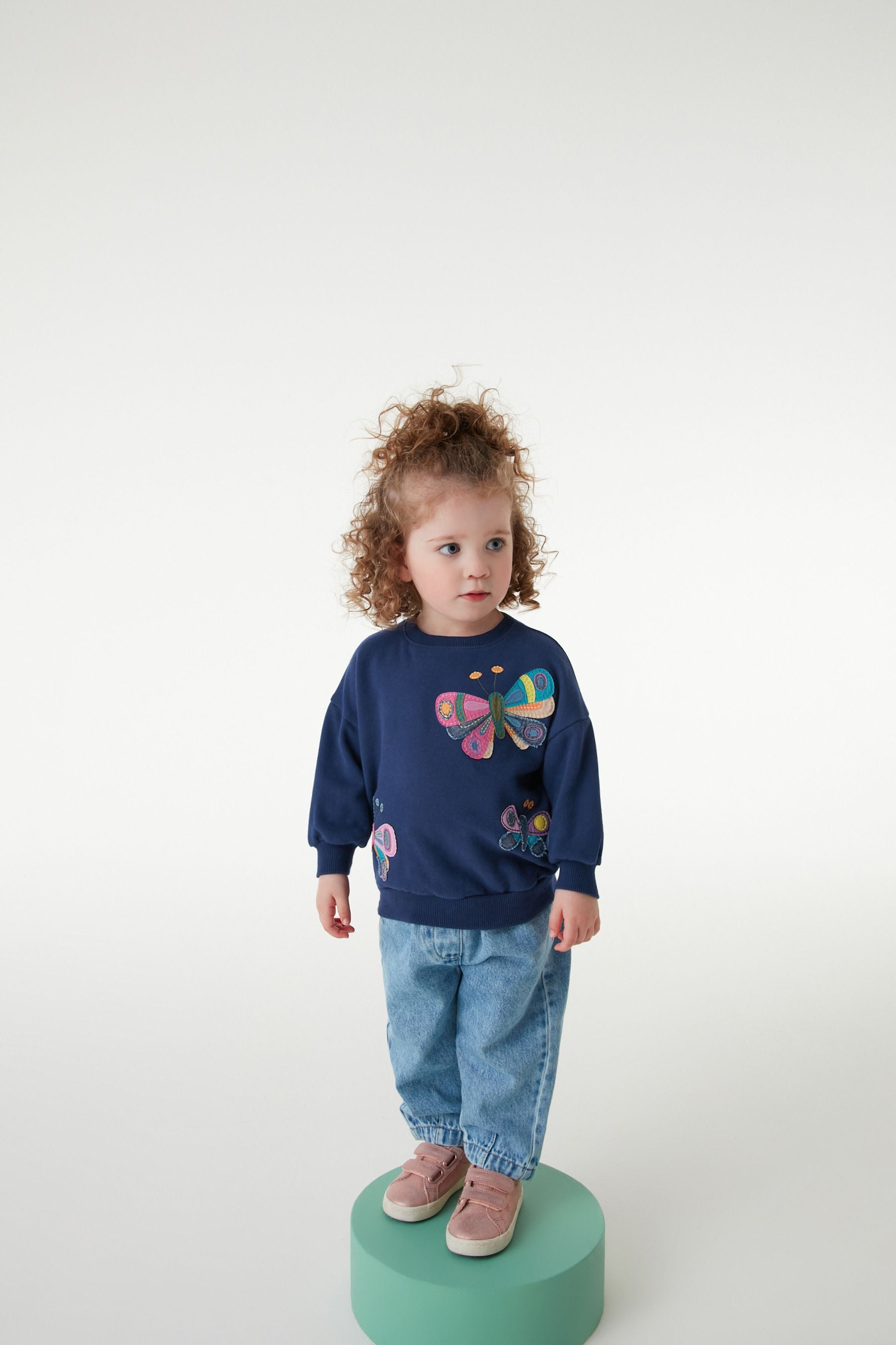 Navy Butterfly Applique Sweatshirt (3mths-7yrs)