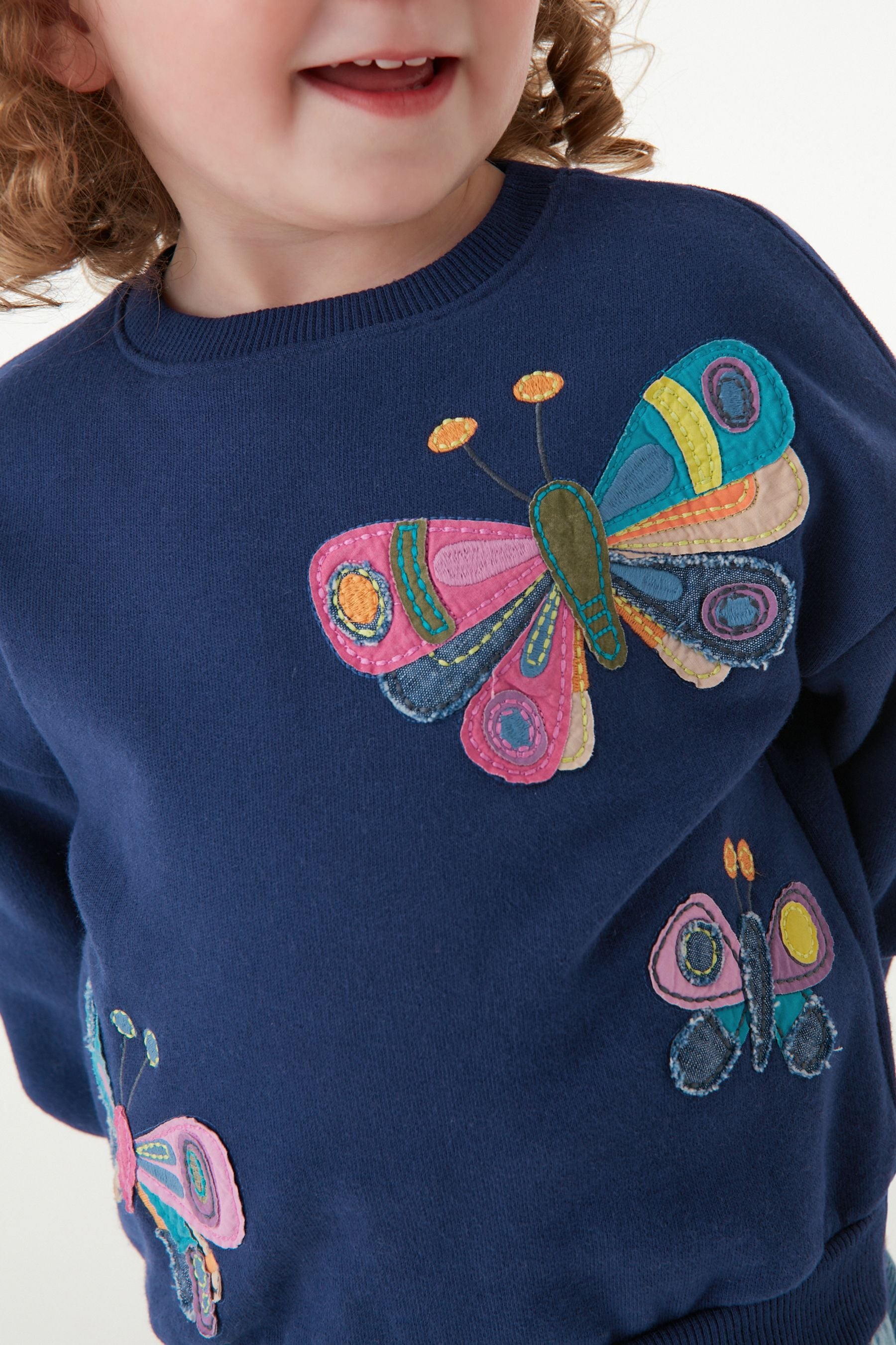 Navy Butterfly Applique Sweatshirt (3mths-7yrs)