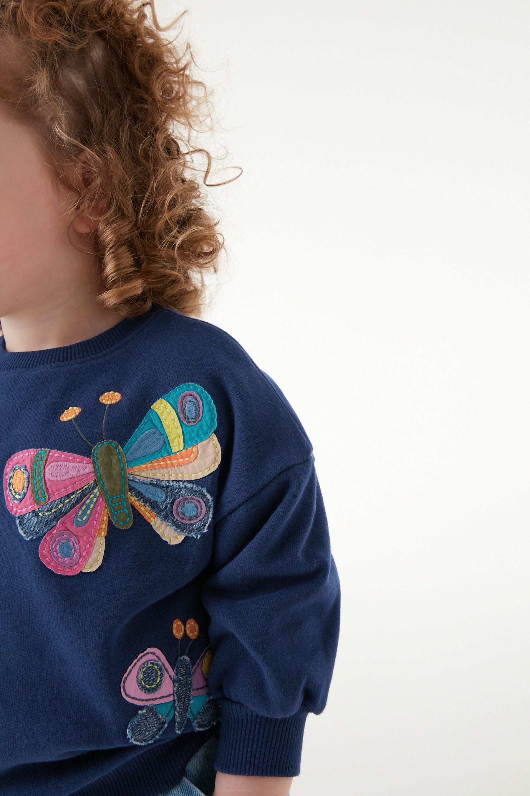 Navy Butterfly Applique Sweatshirt (3mths-7yrs)