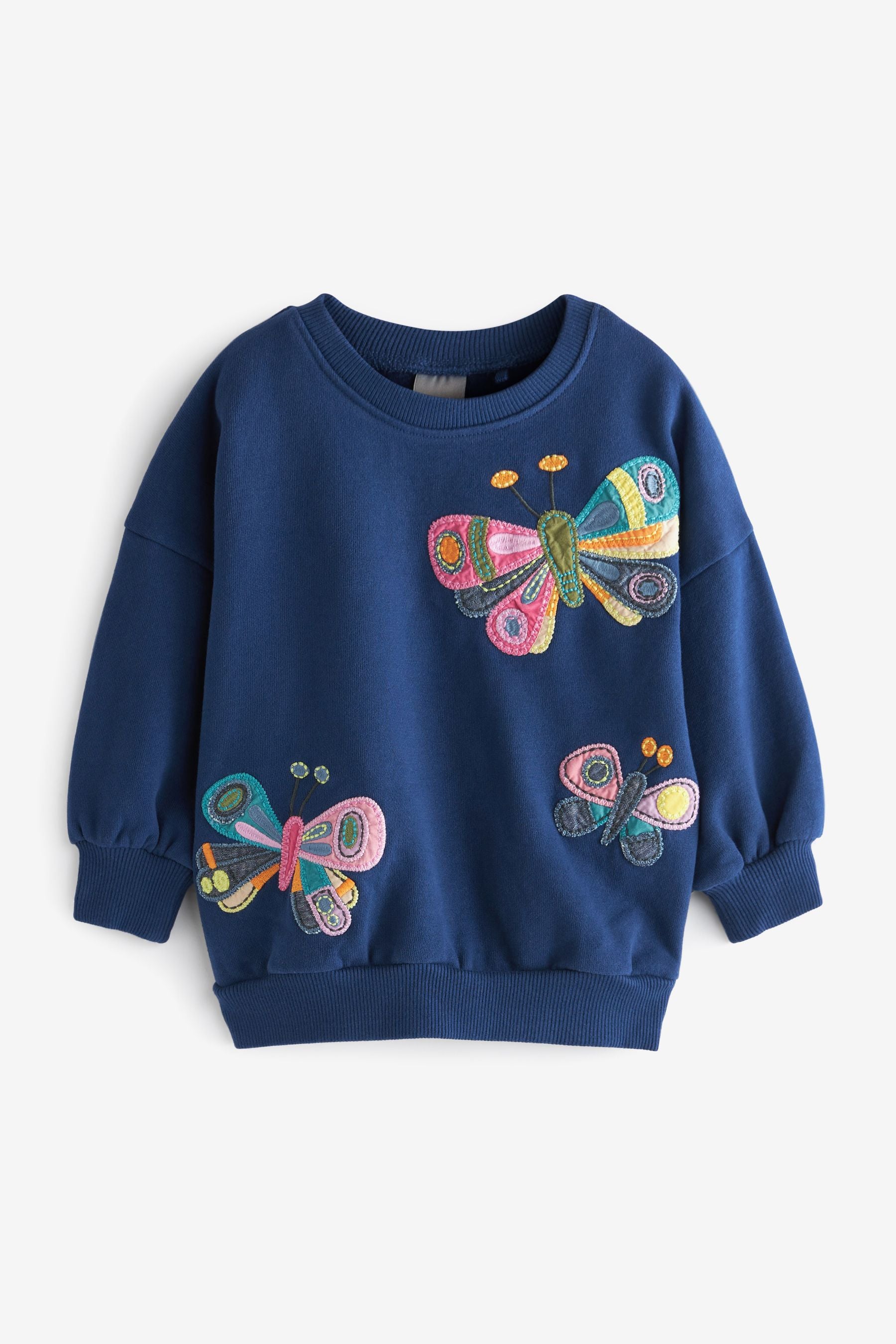 Navy Butterfly Applique Sweatshirt (3mths-7yrs)