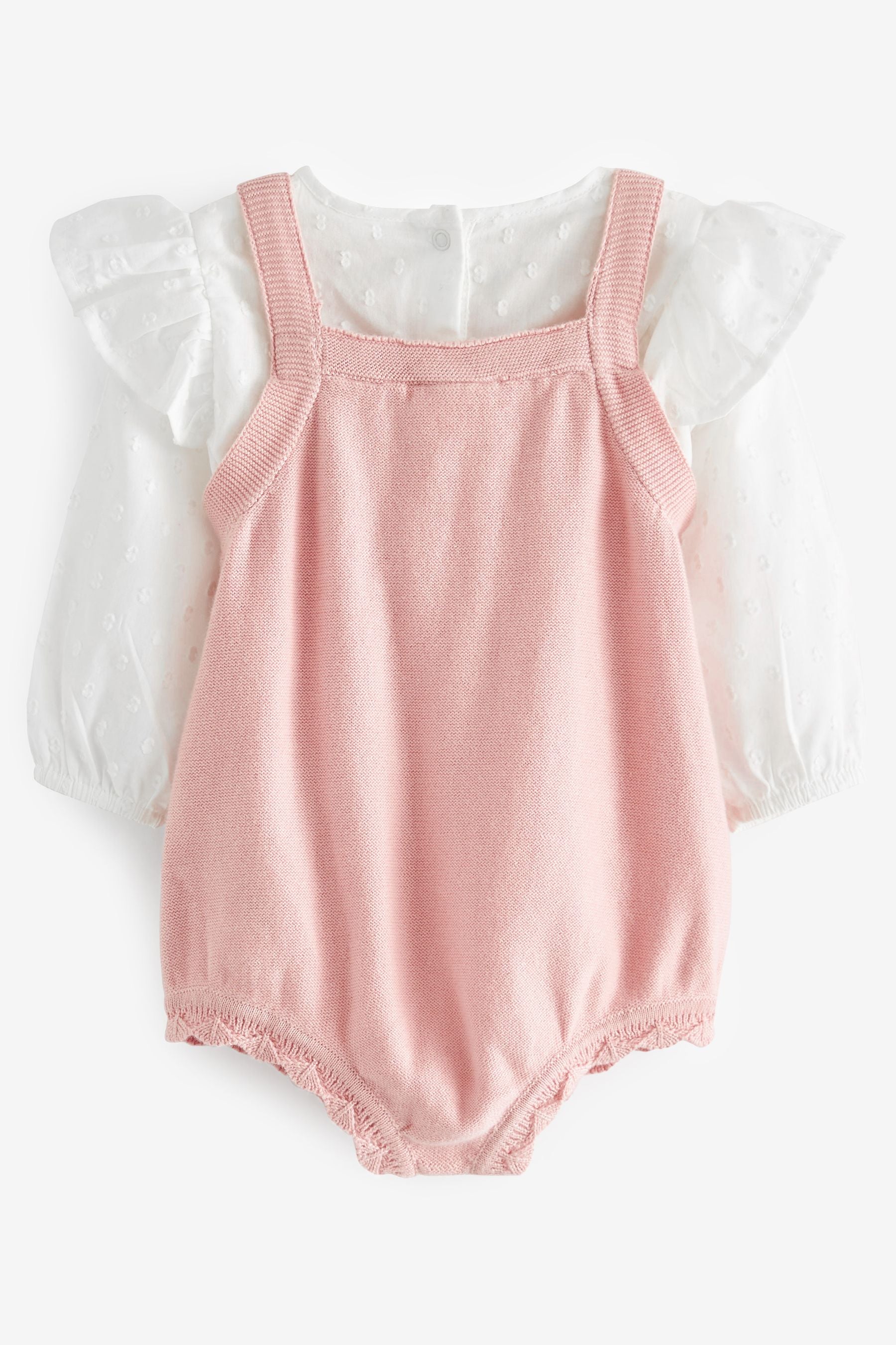 Pink Pink Cable Knitted Baby Romper, Blouse and Tights Set (0mths-2yrs)