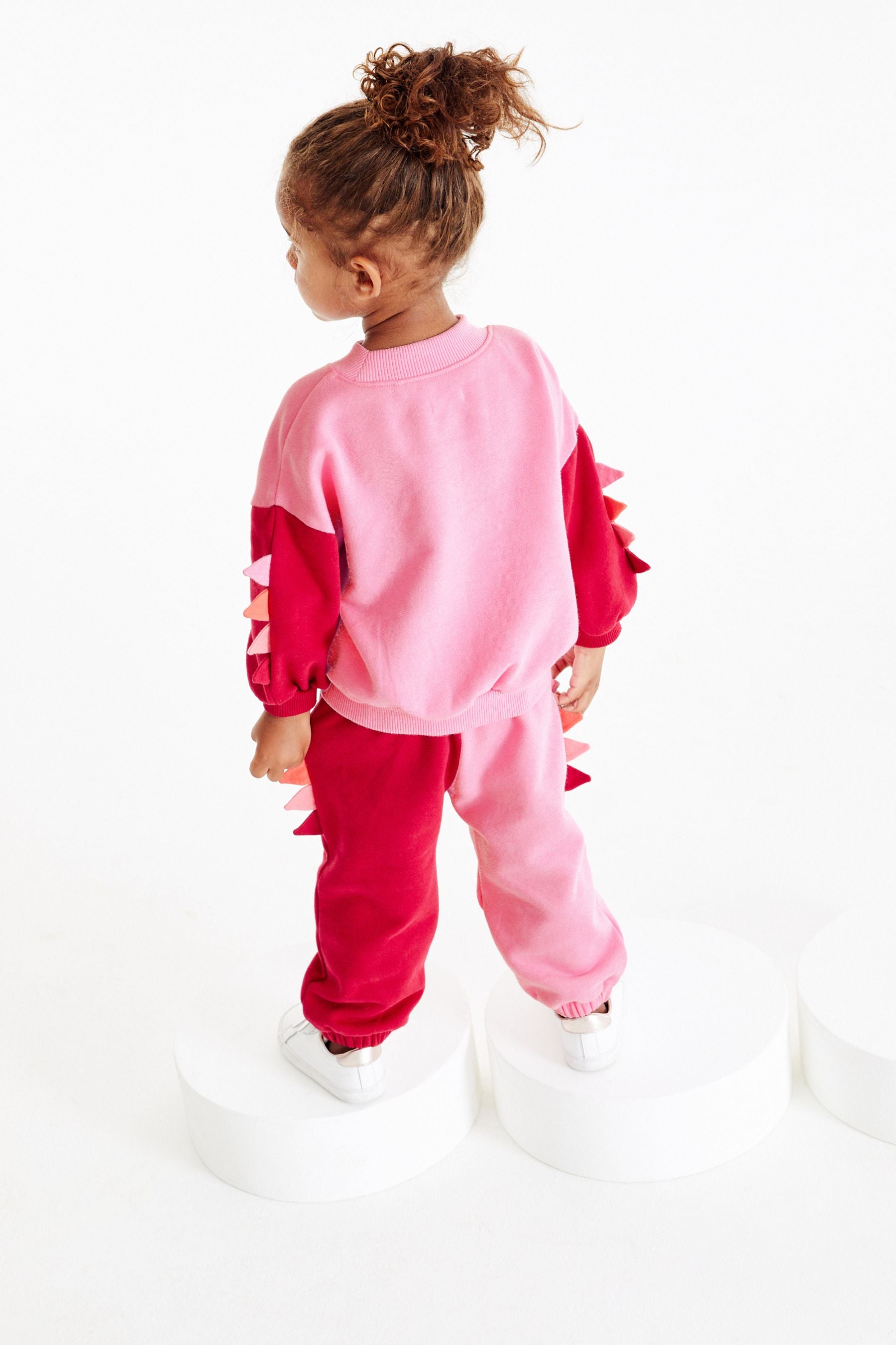 Pink Dino Face Sweat And Joggers Set (3mths-7yrs)