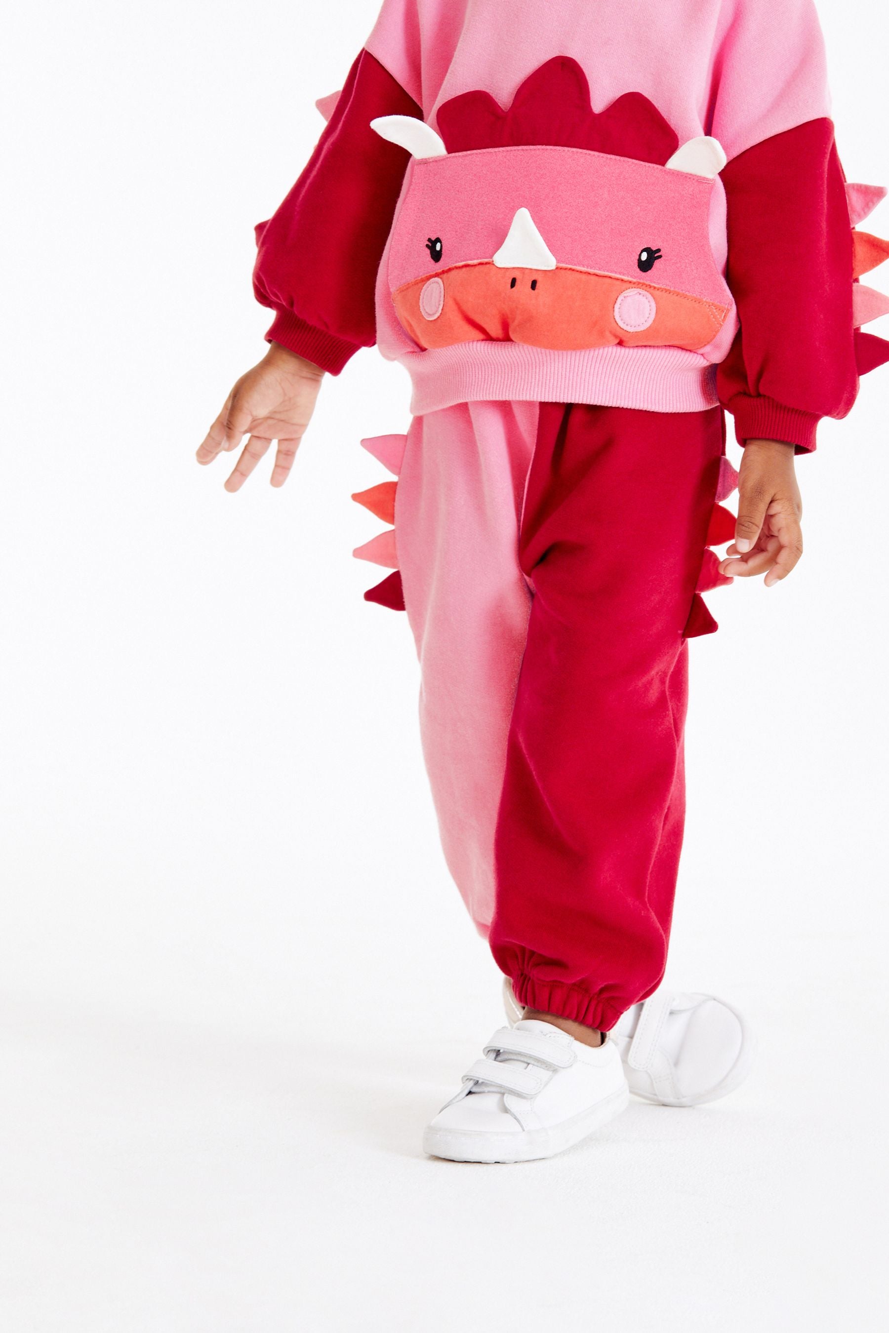 Pink Dino Face Sweat And Joggers Set (3mths-7yrs)