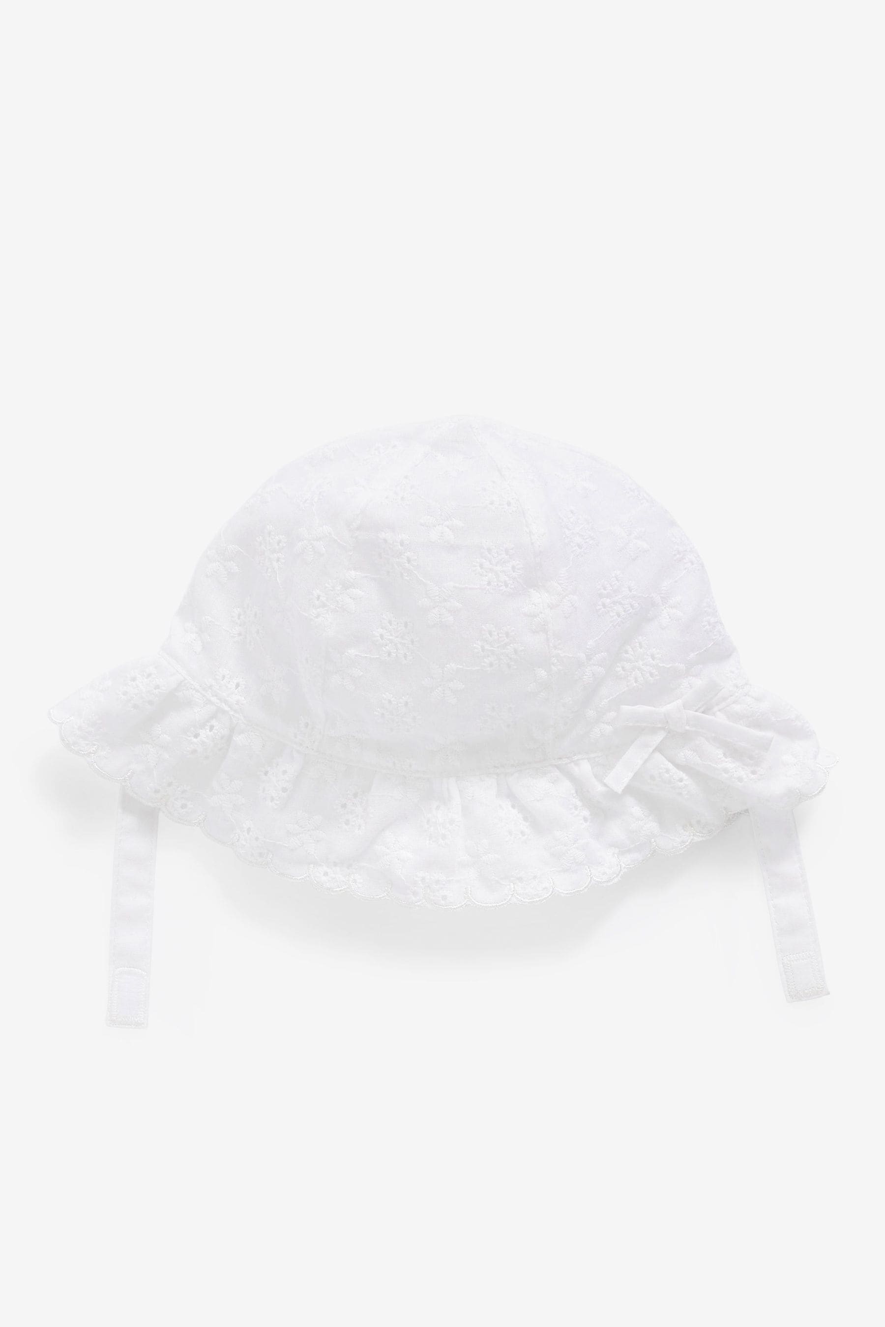 White Broderie Baby Hat (0mths-2yrs)