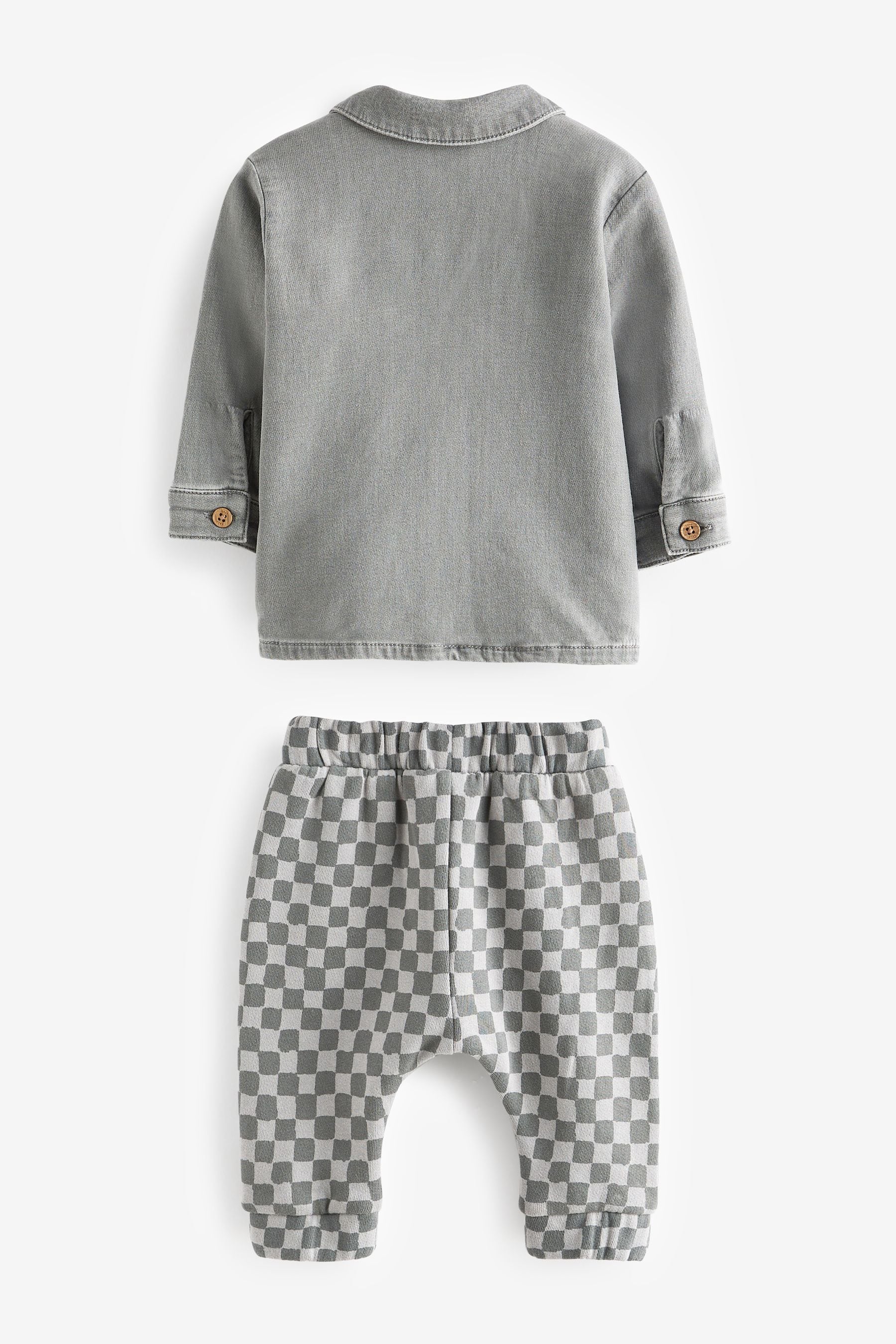 Monochrome Shirt Jacket, T-Shirt and Joggers Baby 3 Piece Set