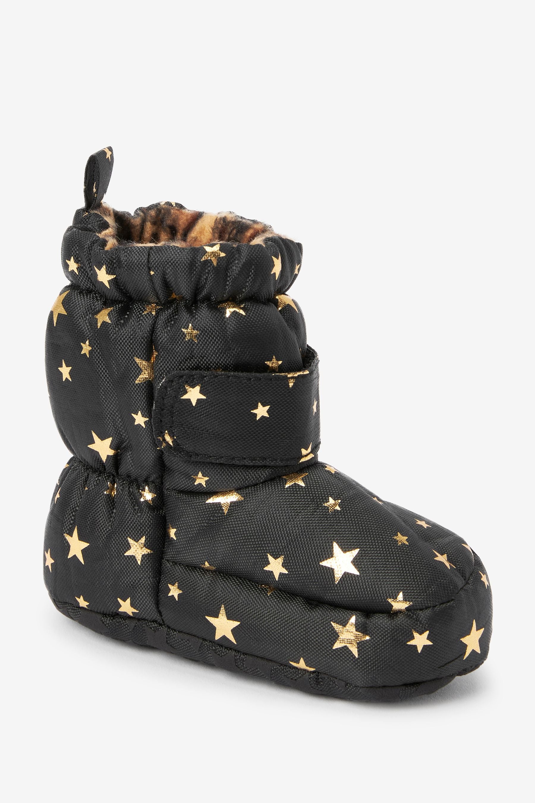 Black/Gold Star Thinsulate Warm Lined Baby Snow Boots (0-24mths)