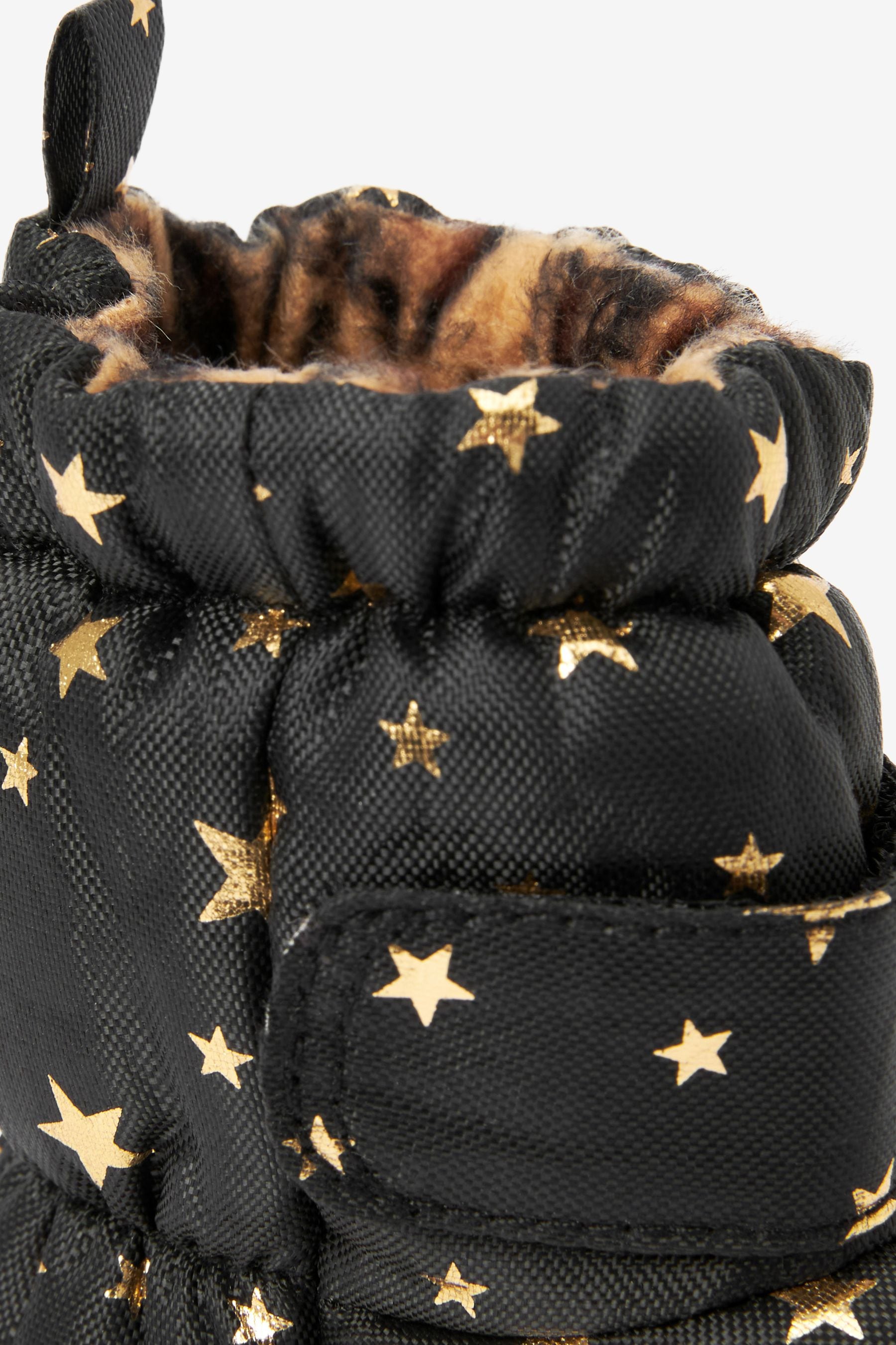 Black/Gold Star Thinsulate Warm Lined Baby Snow Boots (0-24mths)