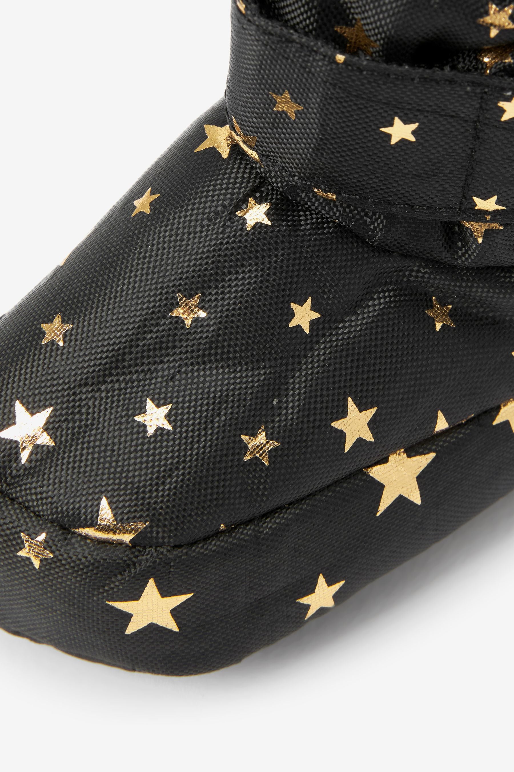 Black/Gold Star Thinsulate Warm Lined Baby Snow Boots (0-24mths)