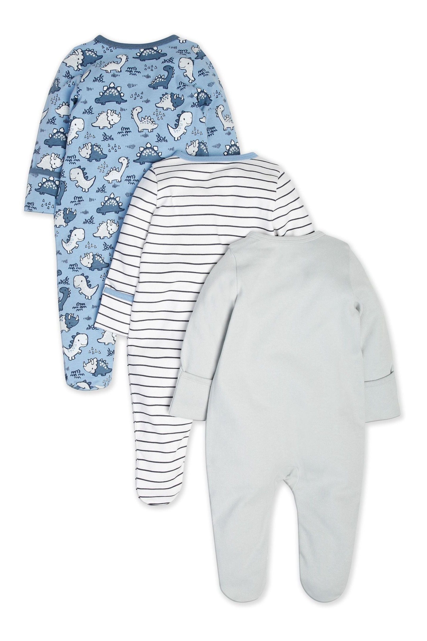 M&Co Newborn Boys Dinosaur Sleepsuits 3 Pack