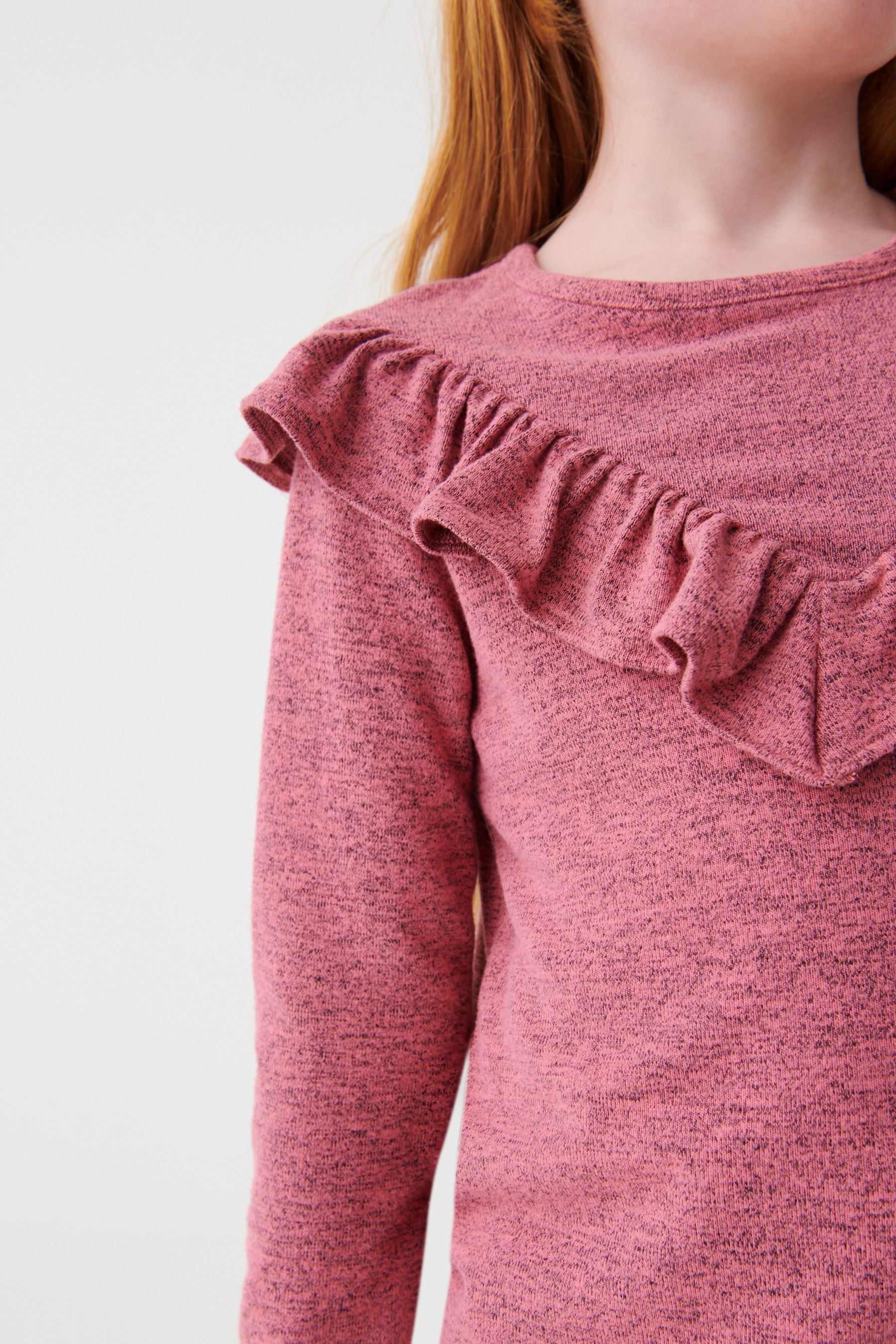 Pink Grey Frill Long Sleeve Top (3-16yrs)