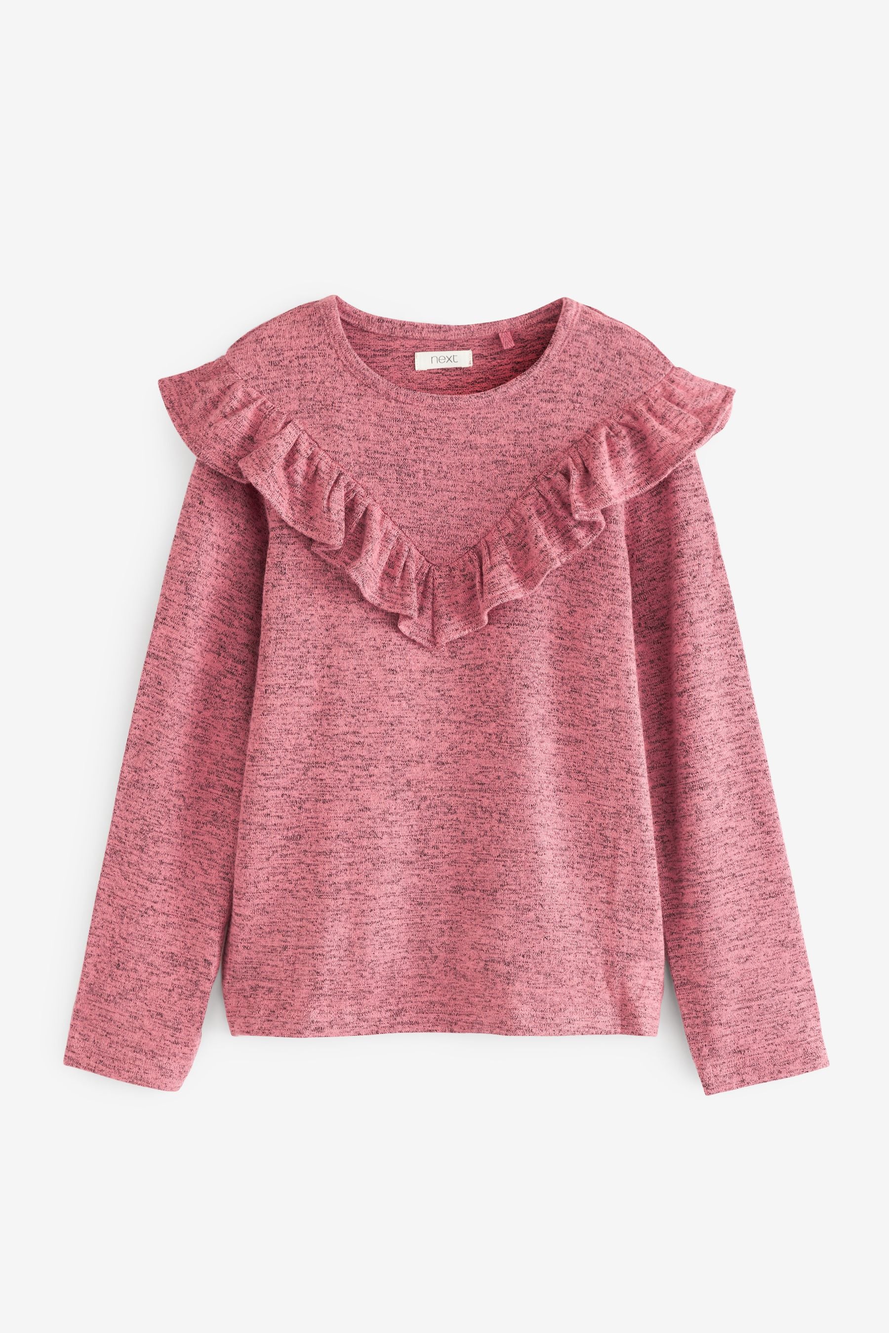 Pink Grey Frill Long Sleeve Top (3-16yrs)