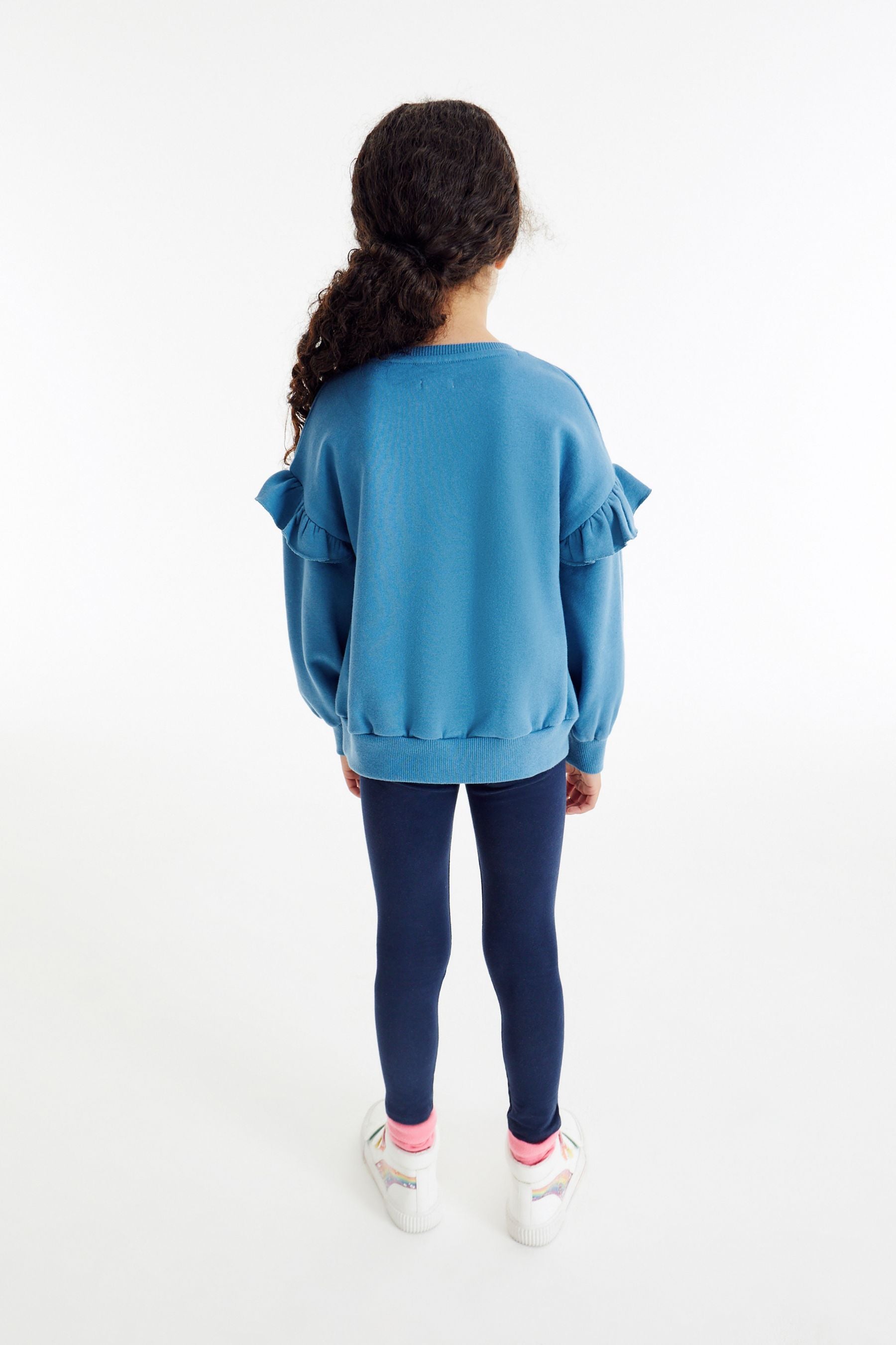 Blue Varsity Frill Sleeve Sweatshirt (3-16yrs)