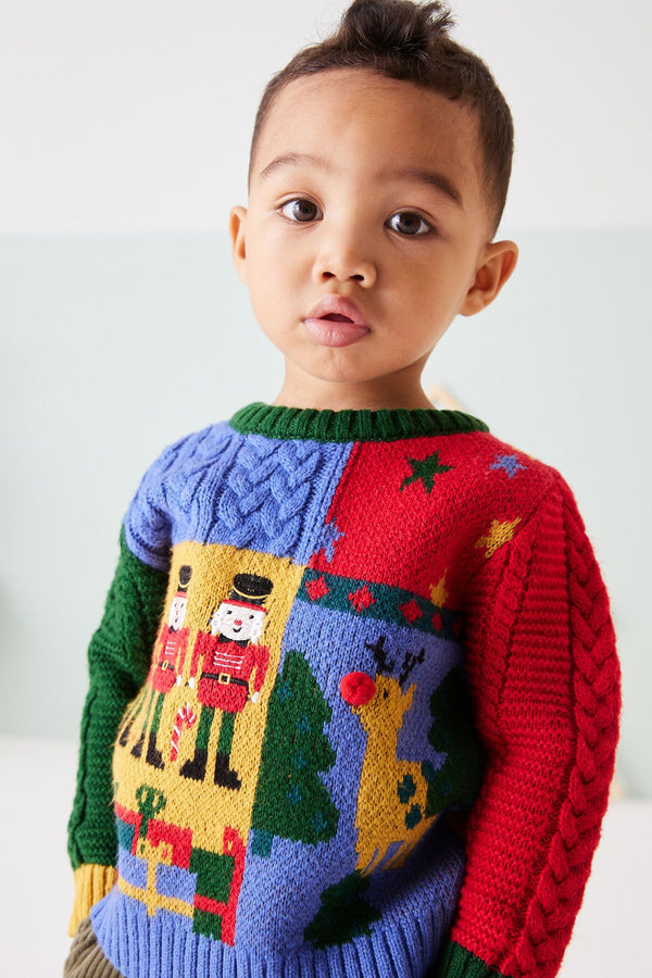 Multi Christmas Character Splice Cable Jumper (3mths-7yrs)