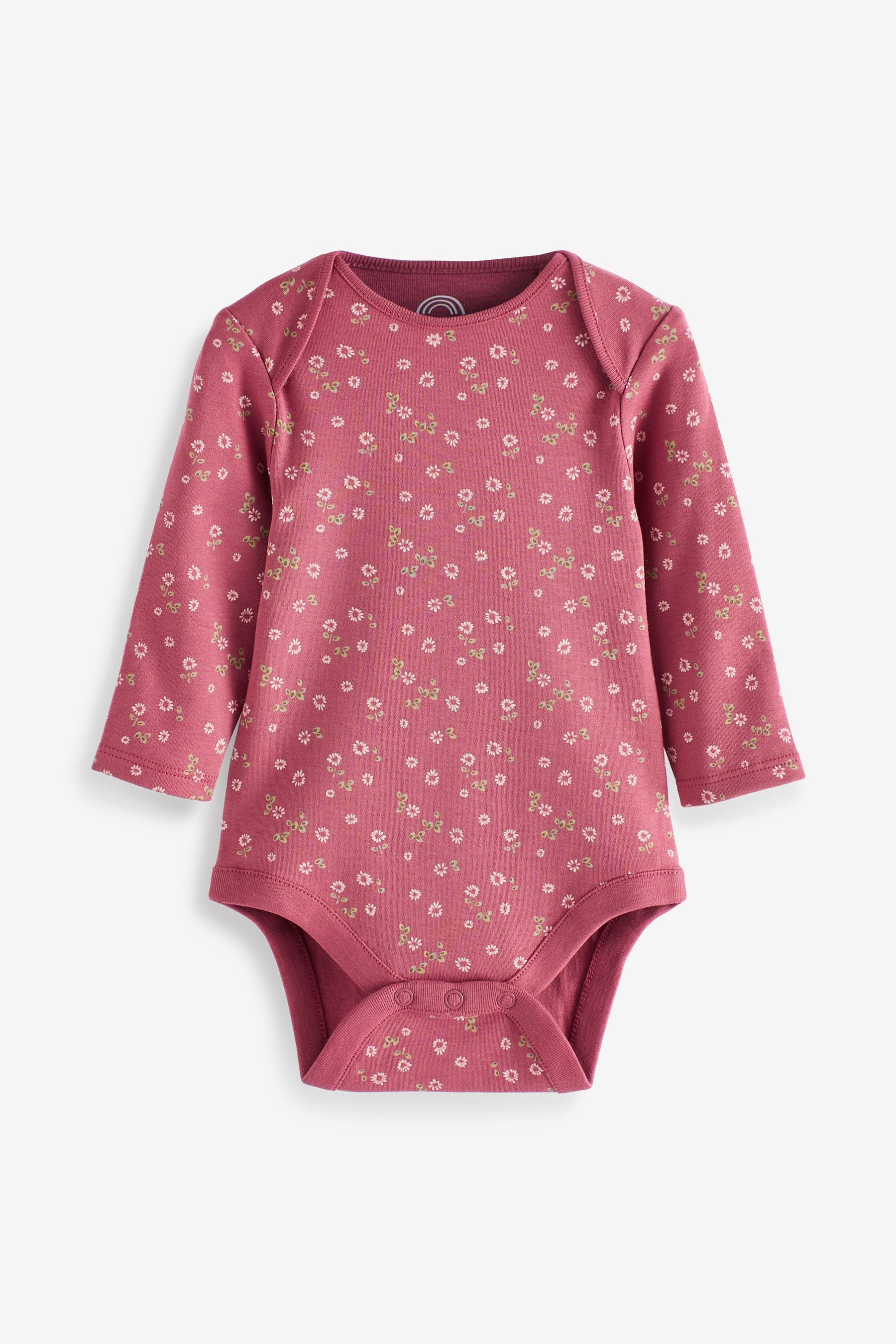 Pink Floral 7 Pack Long Sleeve Baby Bodysuits