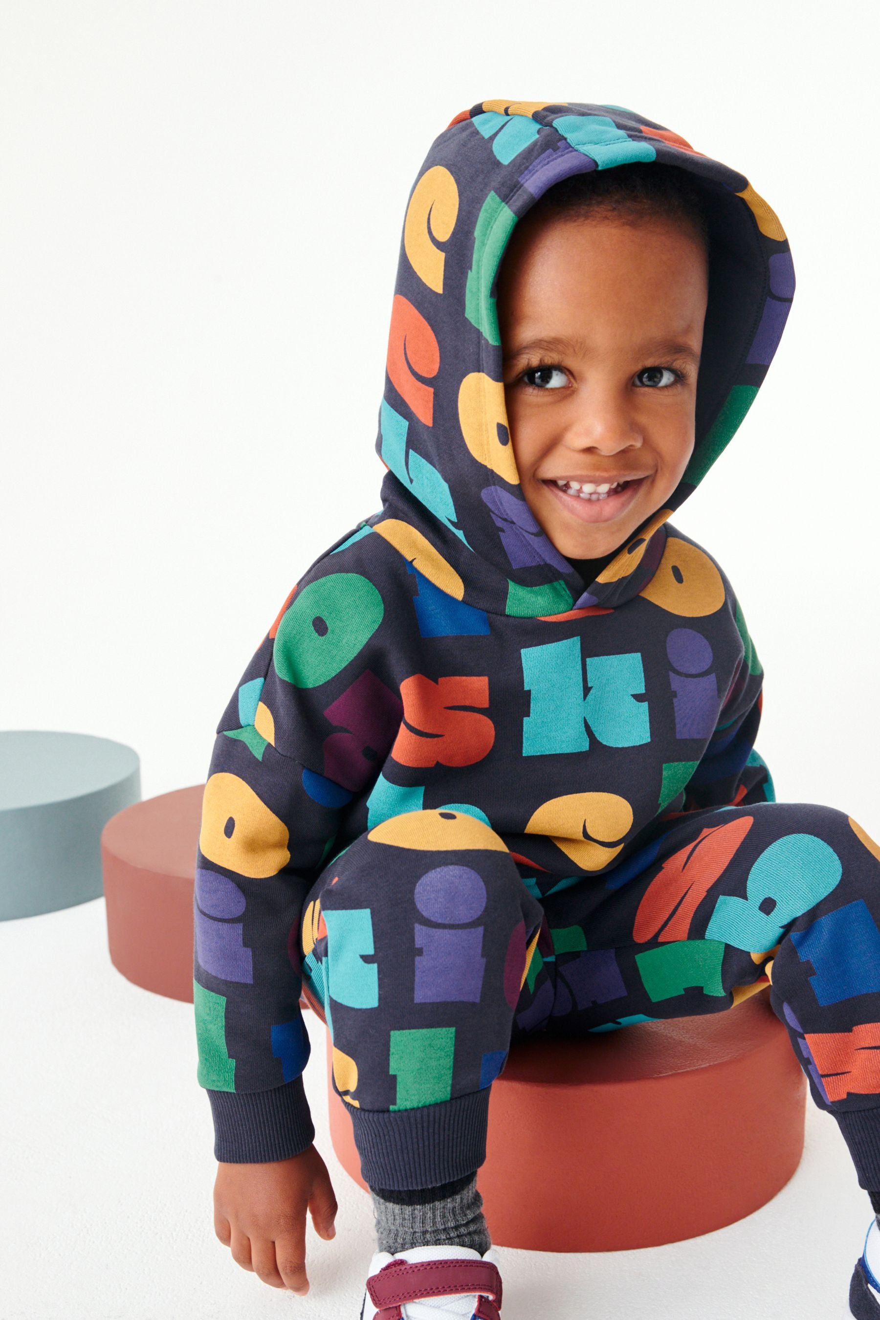 Multi Slogan Long Sleeve Jersey Hoodie (3mths-7yrs)