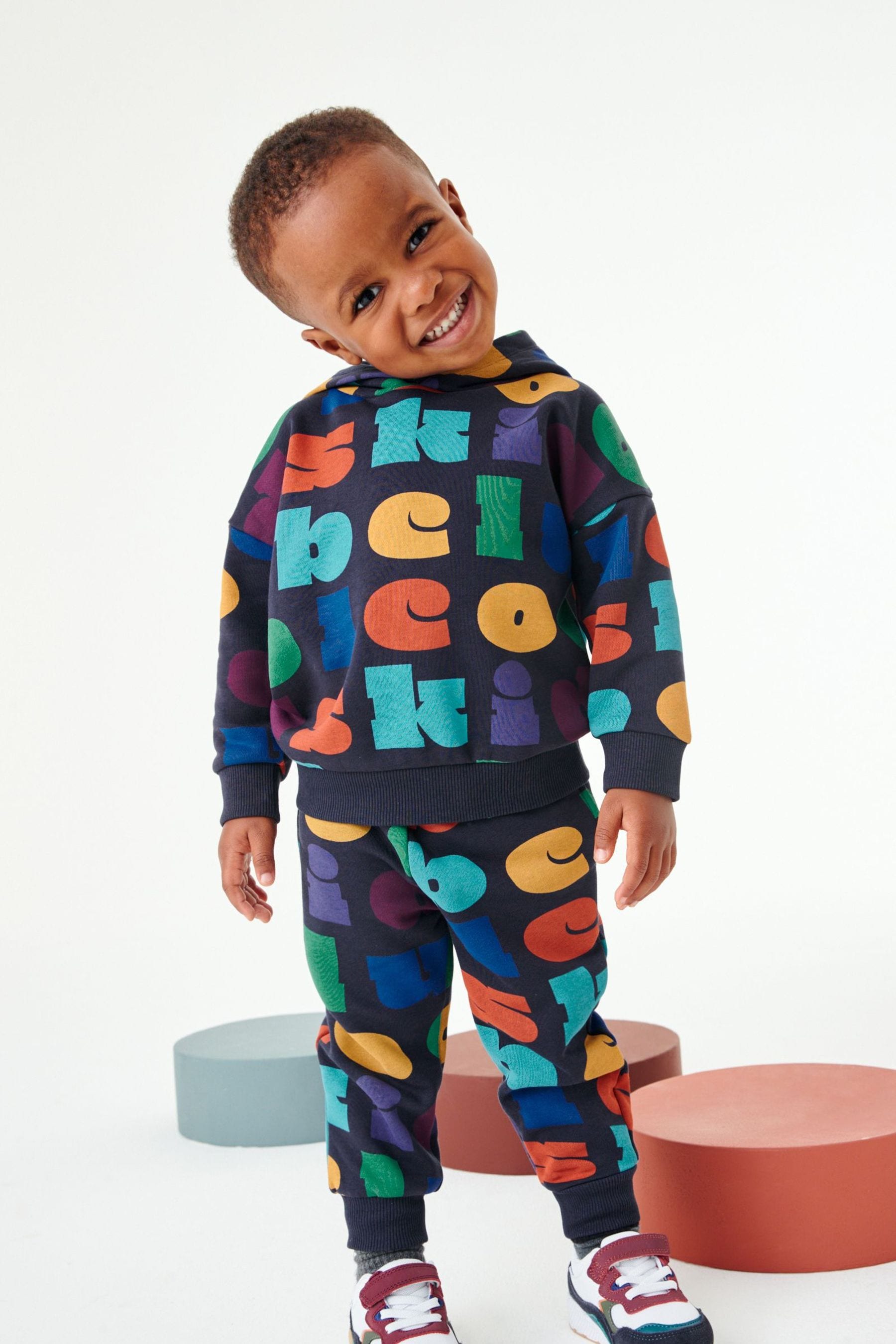 Multi Slogan Long Sleeve Jersey Hoodie (3mths-7yrs)