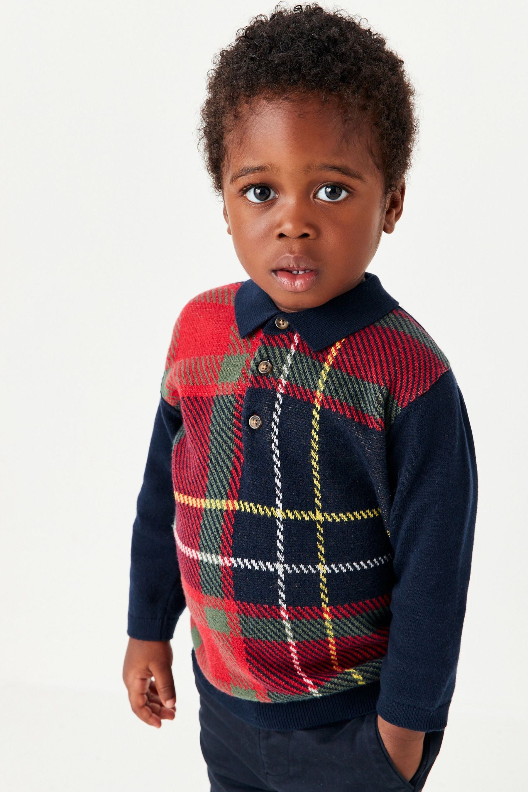 Red Tartan Check Crew Jumpers (3mths-7yrs)