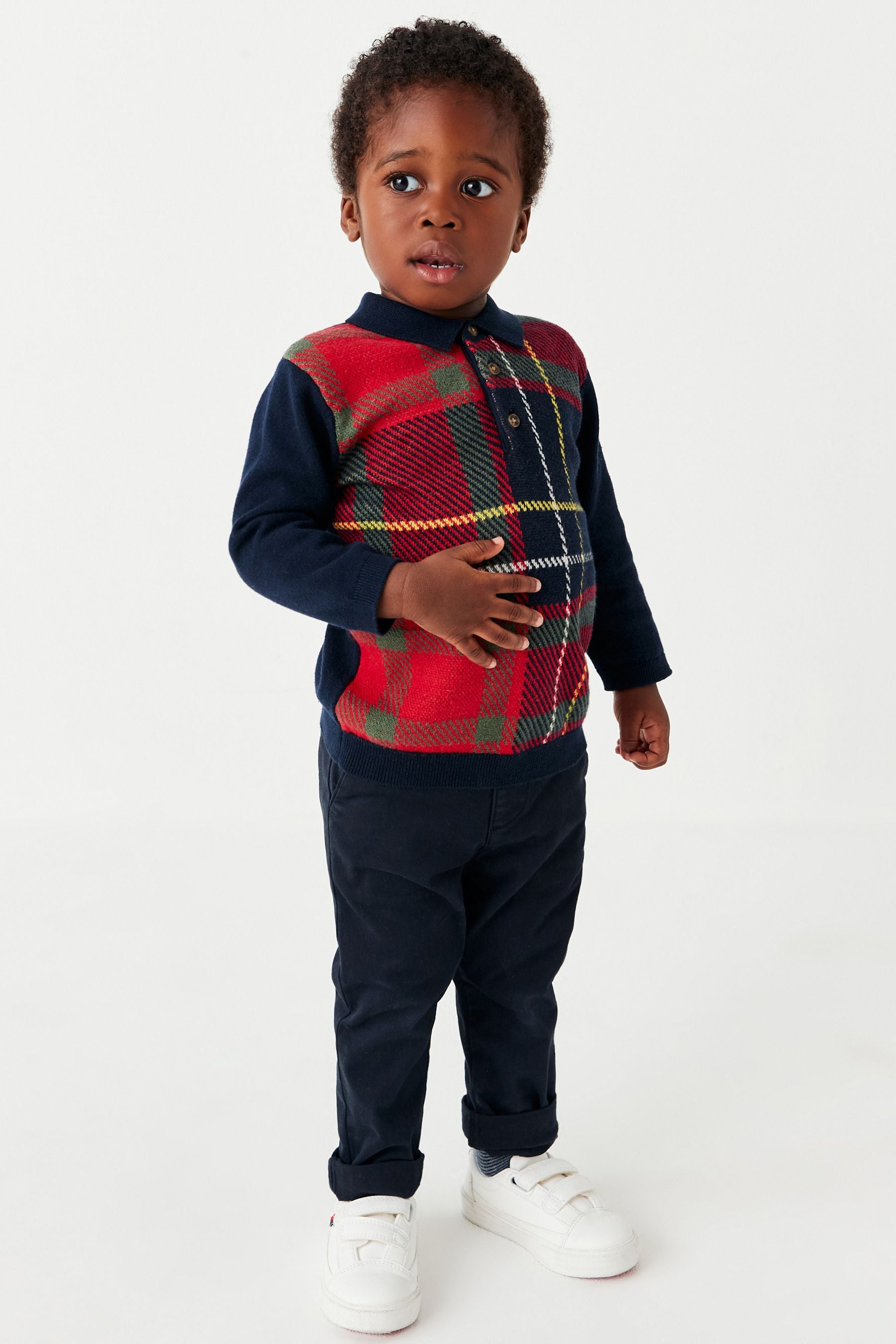 Red Tartan Check Crew Jumpers (3mths-7yrs)