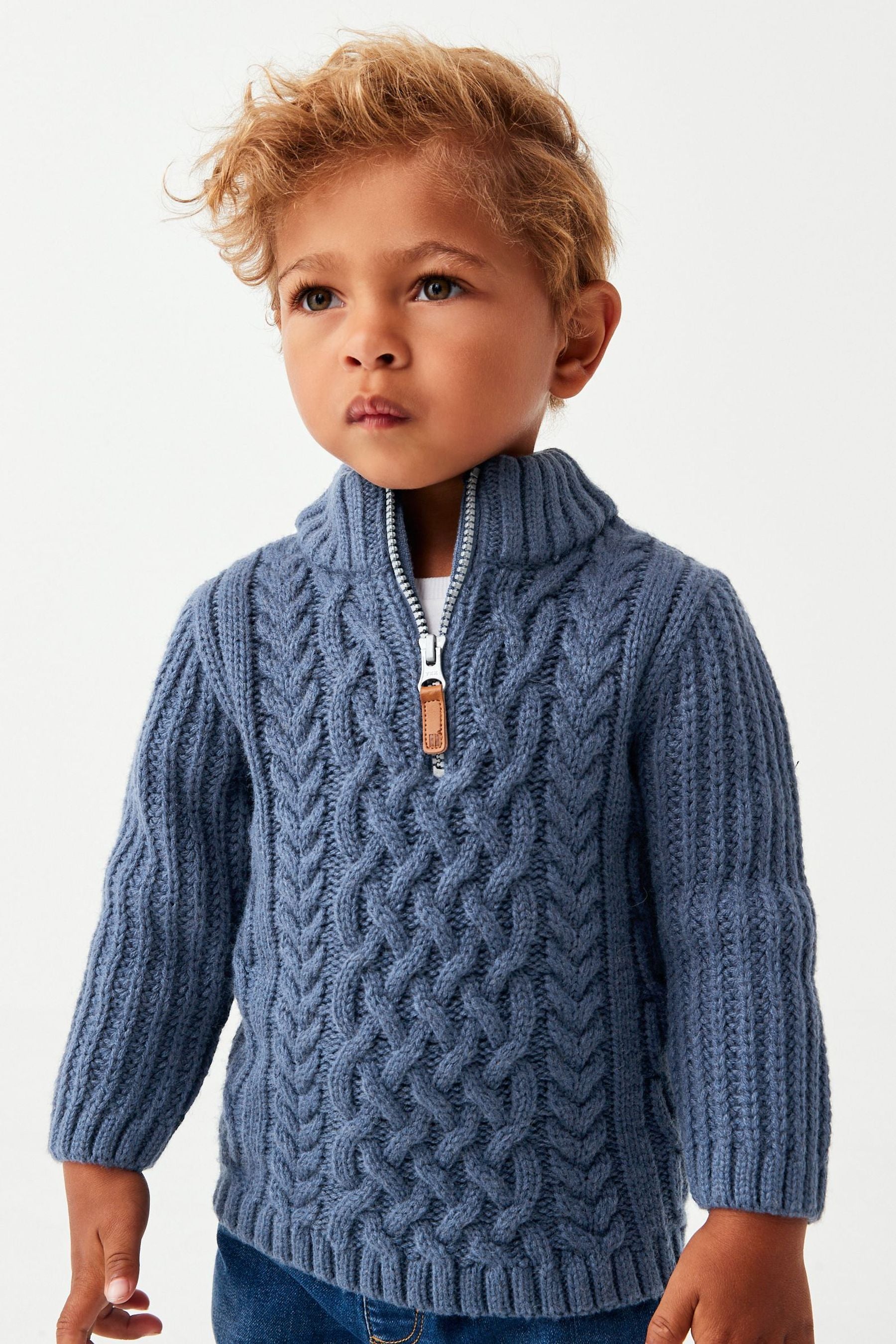 Blue Next Cable Zip Neck Jumper (3mths-7yrs)