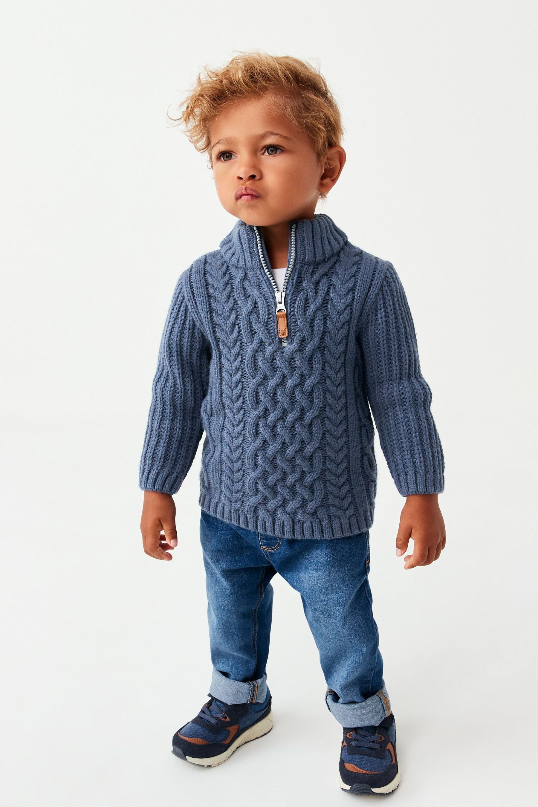 Blue Next Cable Zip Neck Jumper (3mths-7yrs)