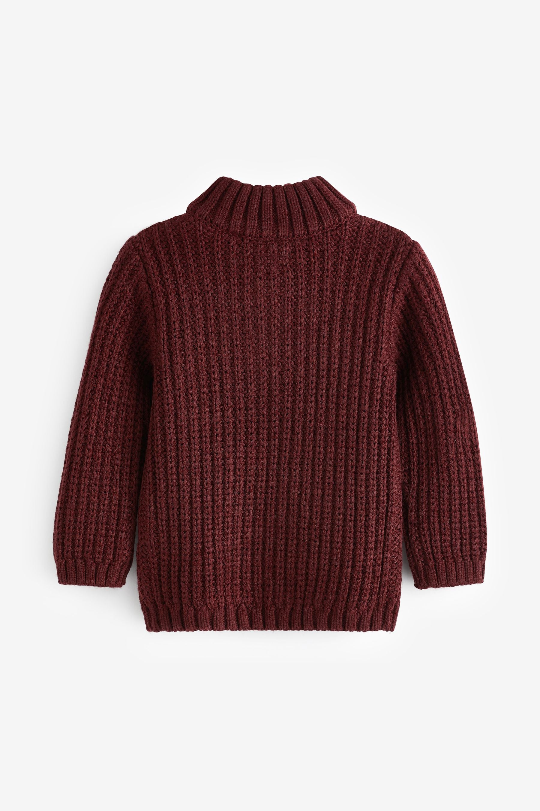 Plum Purple Next Cable Zip Neck Jumper (3mths-7yrs)