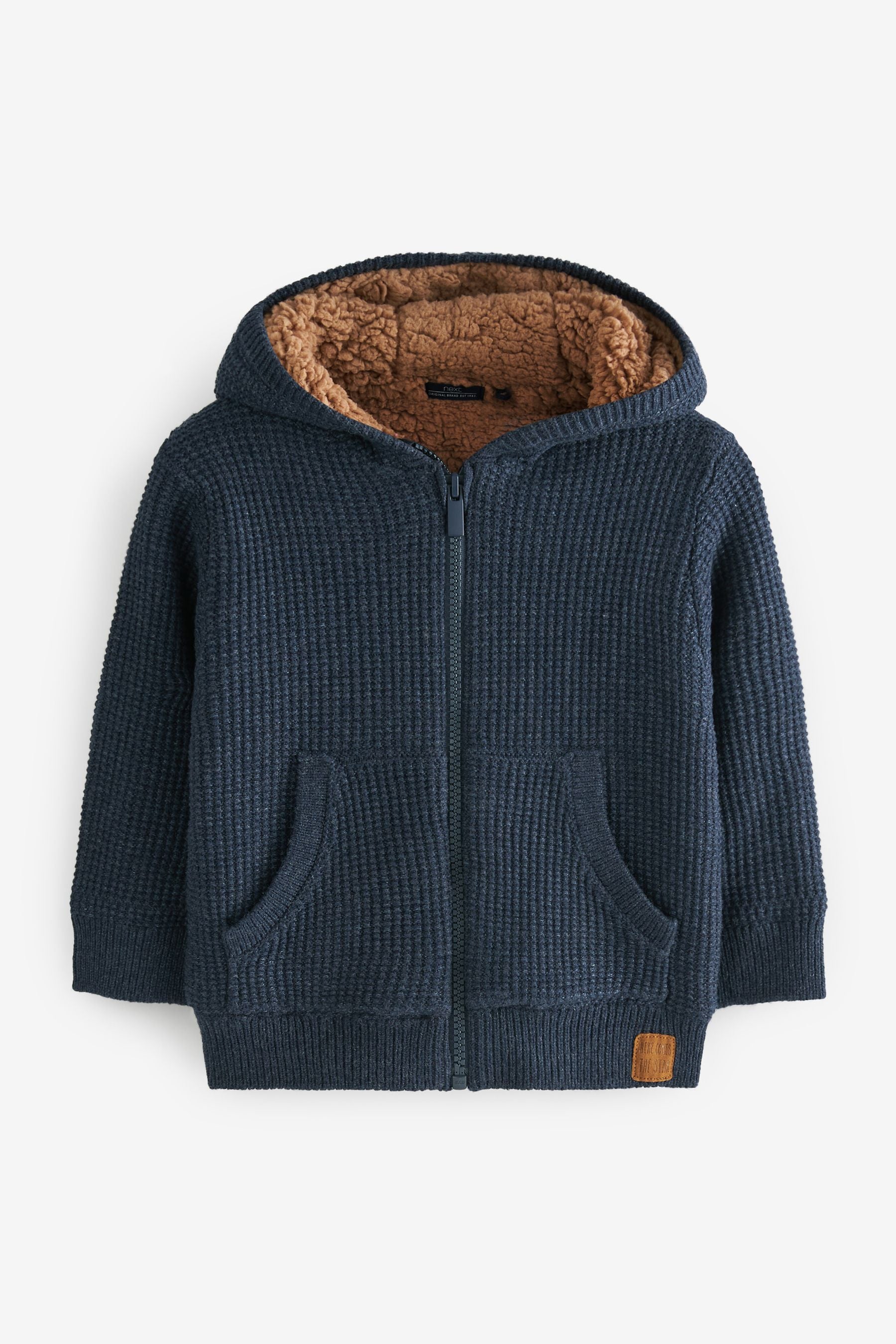 Blue Denim Teddy Lined Knitted Hoodie (3mths-7yrs)