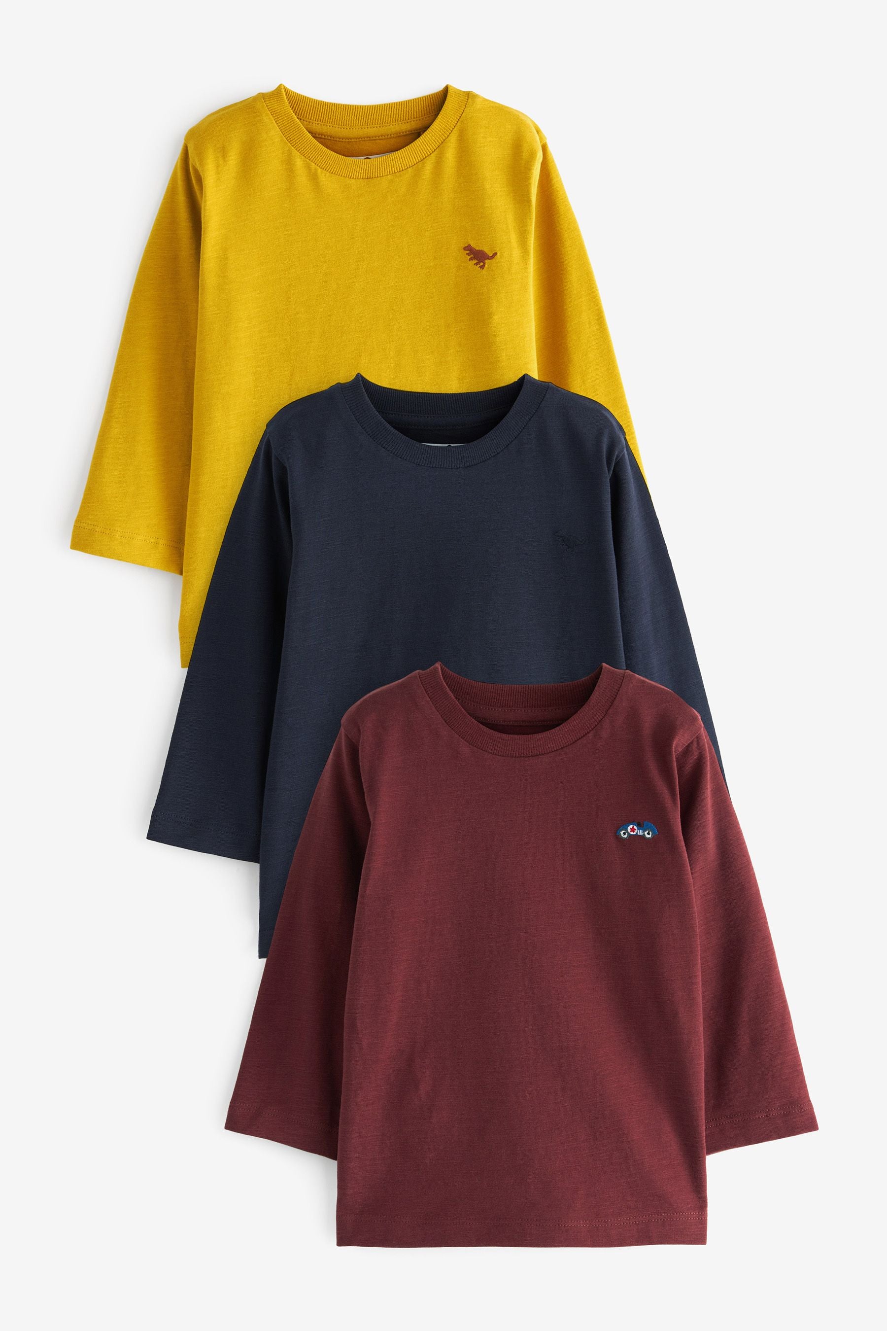 Red/Yellow 3 Pack Long Sleeve T-Shirts (3mths-7yrs)