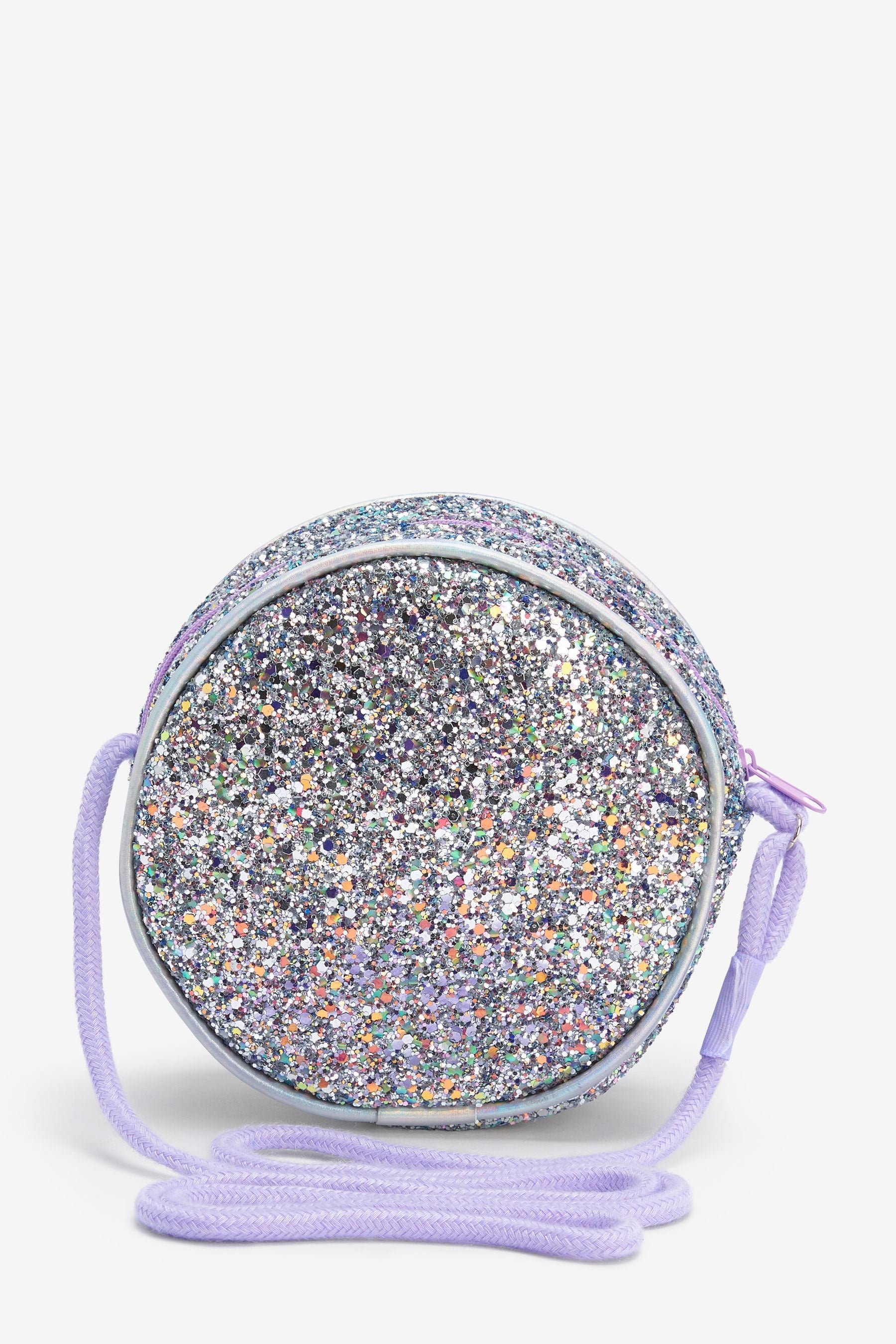 Silver Unicorn Round Glitter Bag