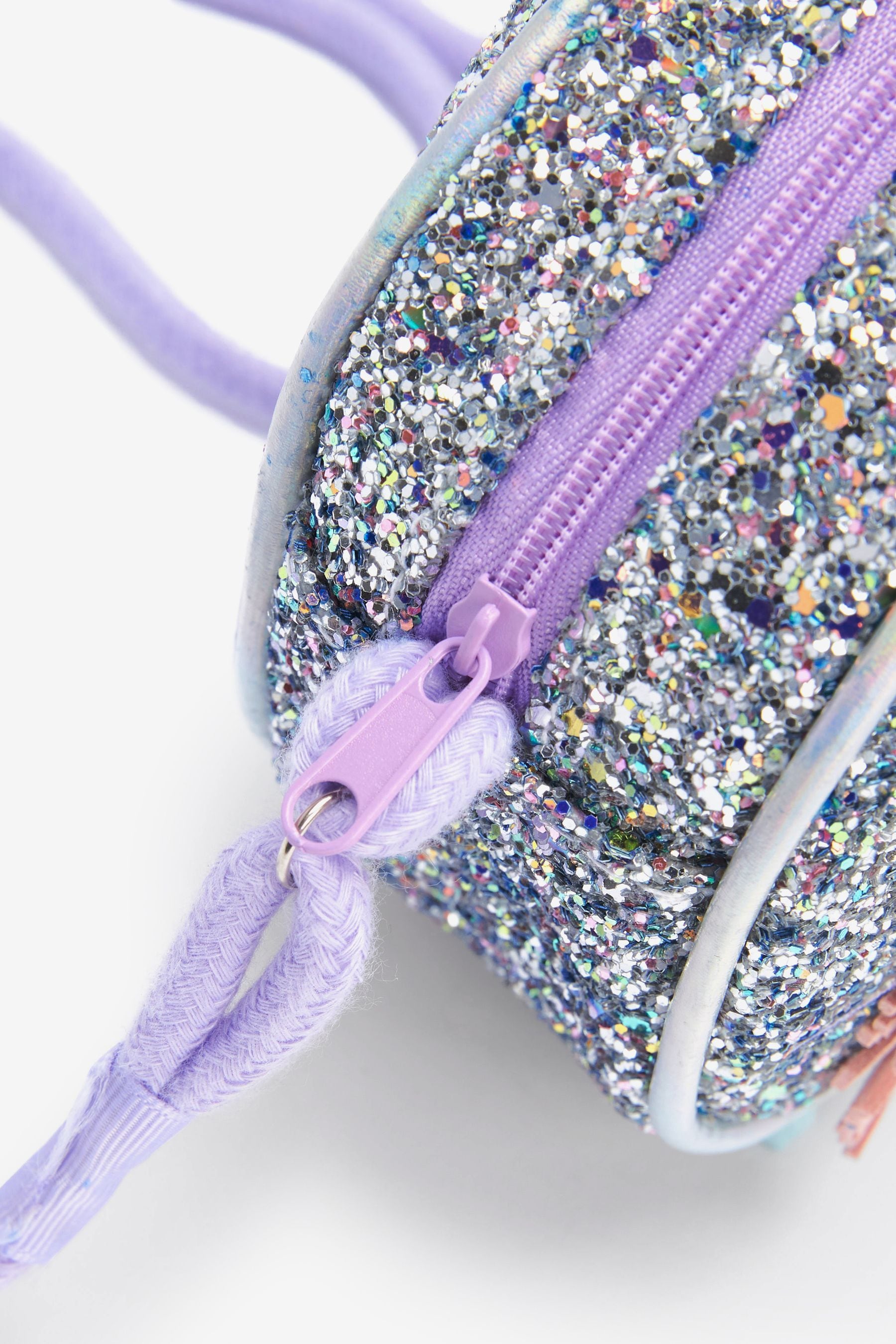 Silver Unicorn Round Glitter Bag