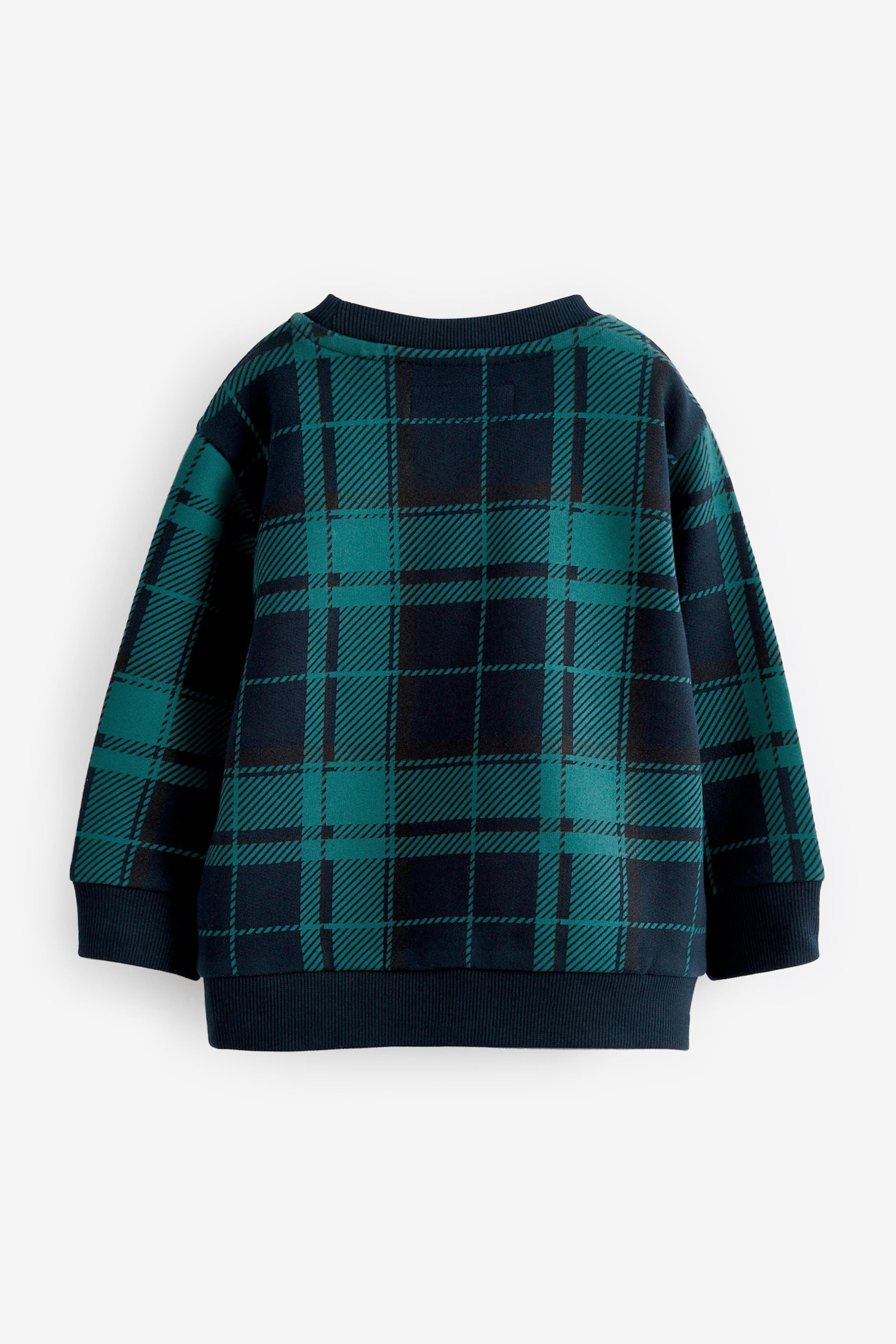 Green Check All Over Printed Long Sleeve Sweatshirt (3mths-7yrs)