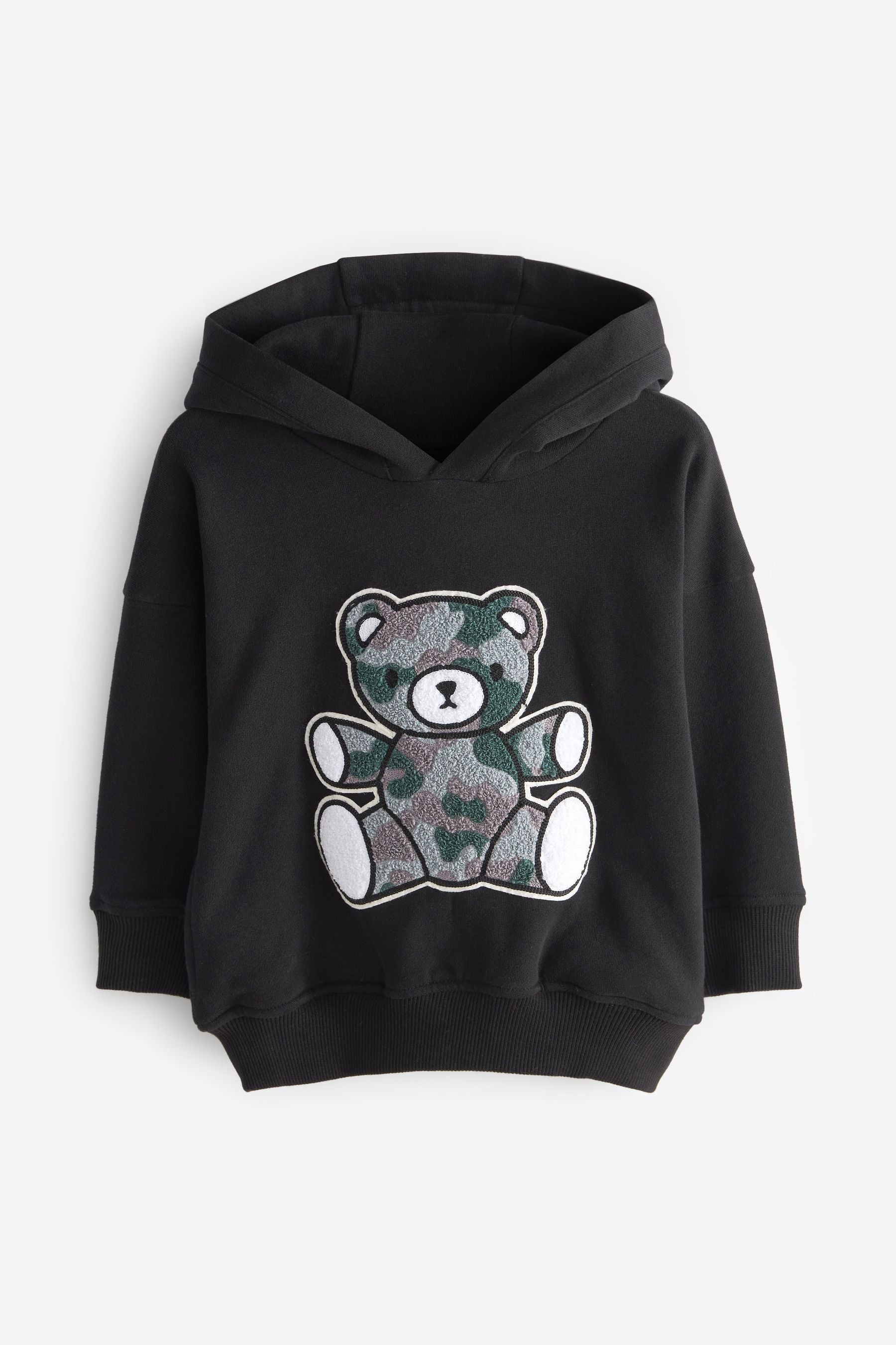 Black Boucle Bear Hoodie (3mths-7yrs)