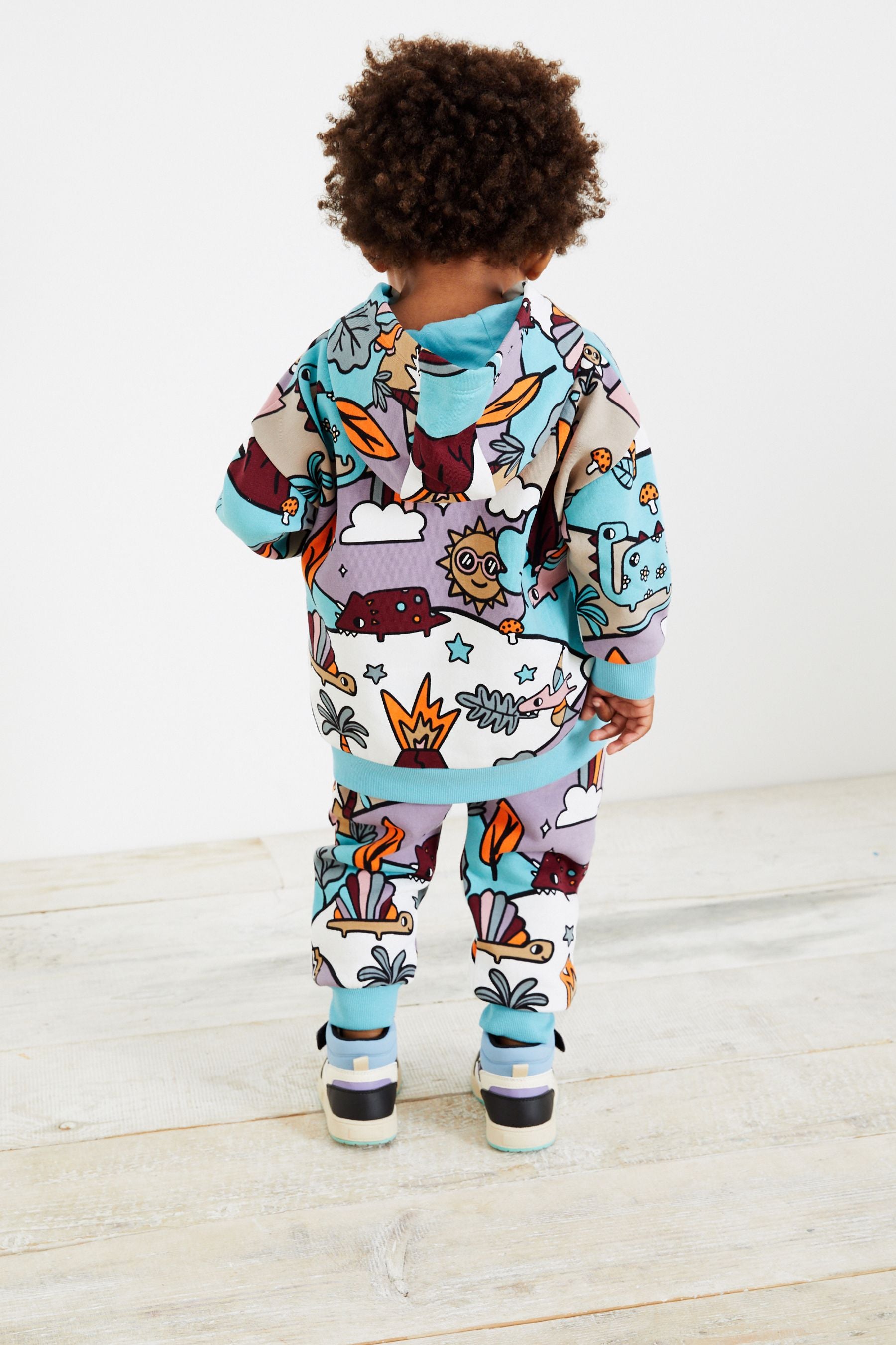 Multi Mountain Dinosaur All Over Print Hoodie and Joggers Set (3mths-7yrs)