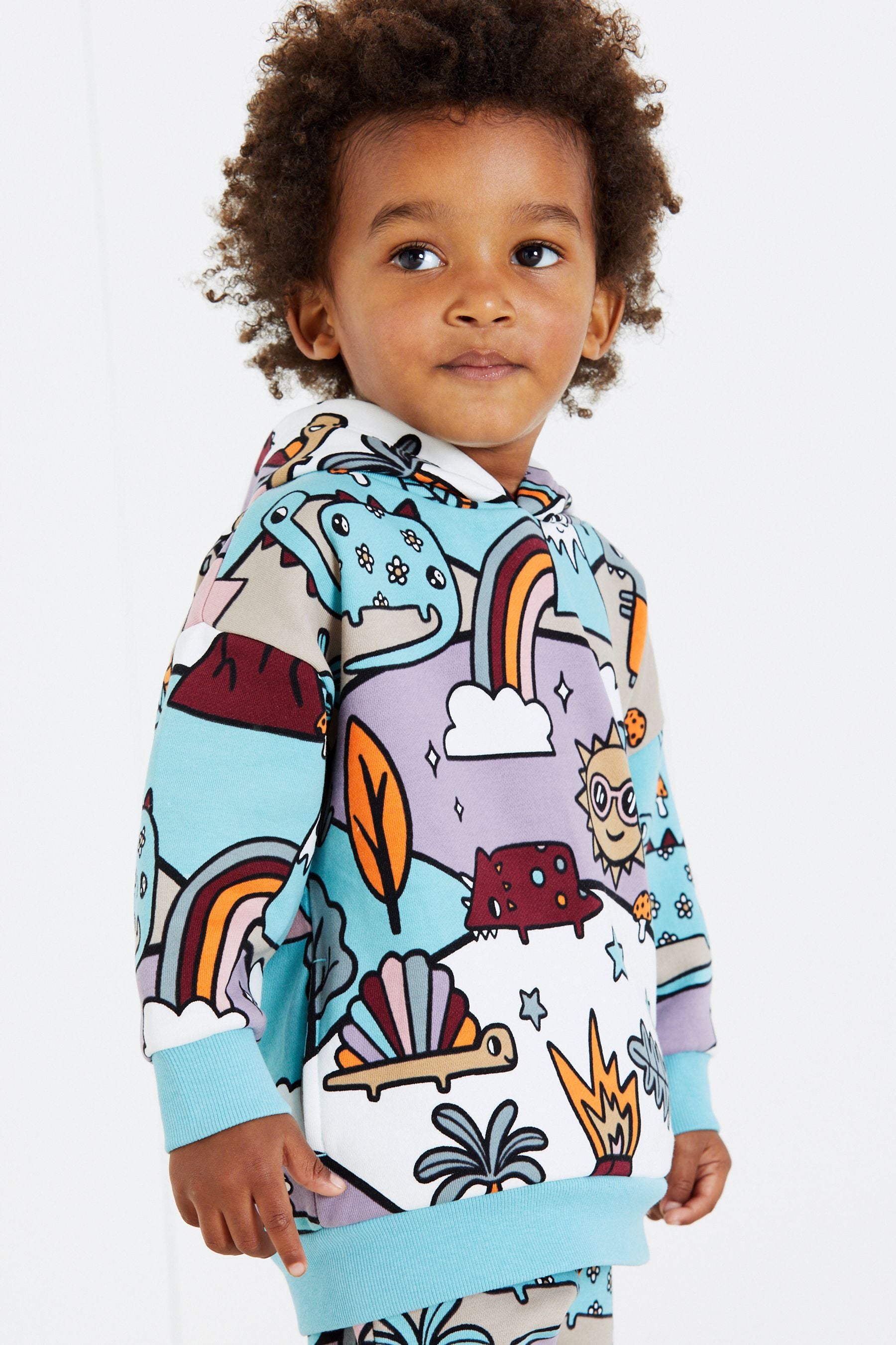 Multi Mountain Dinosaur All Over Print Hoodie and Joggers Set (3mths-7yrs)