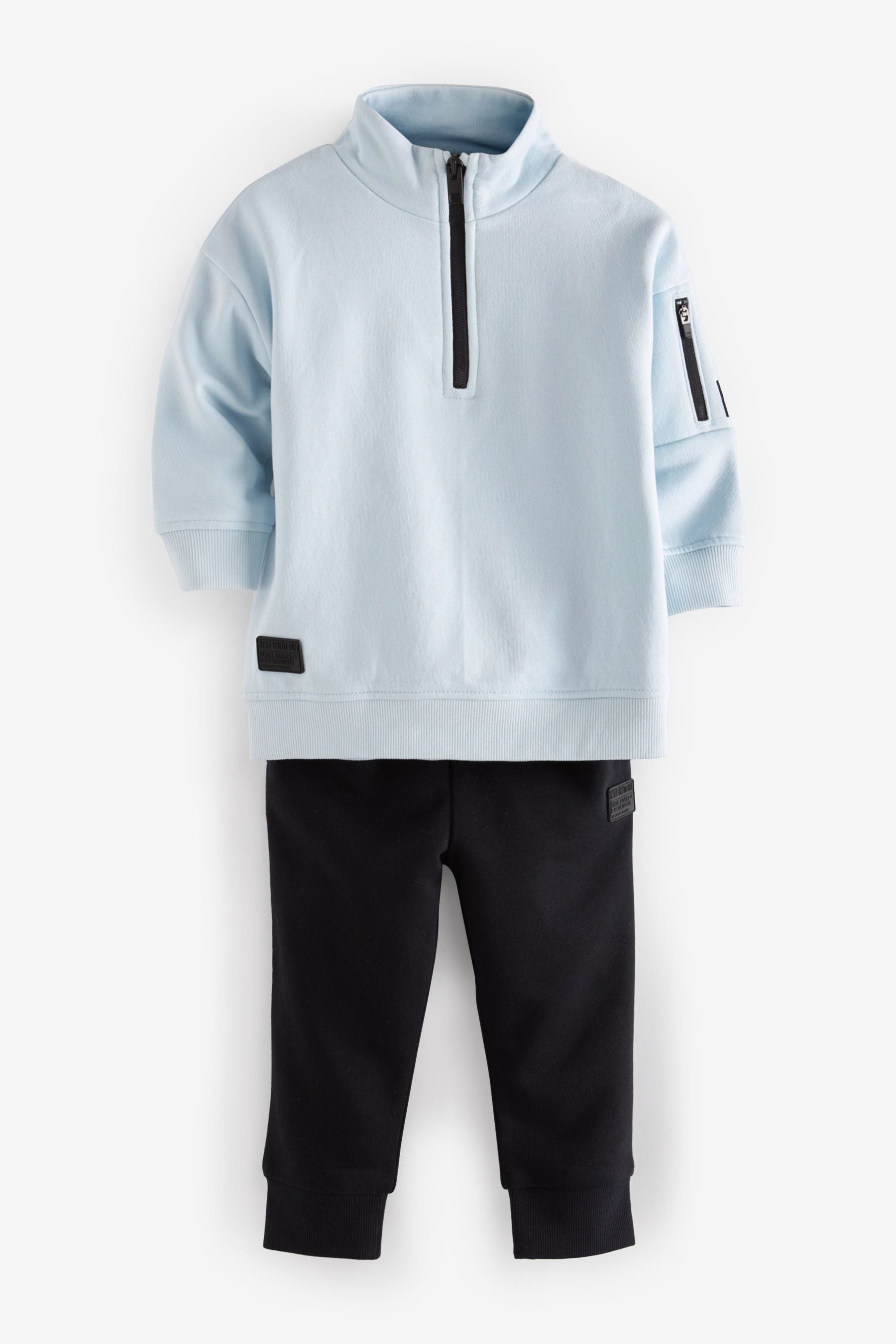 Pale Blue Tonal Next Funnel Neck Utility Tracksuit (3mths-7yrs)