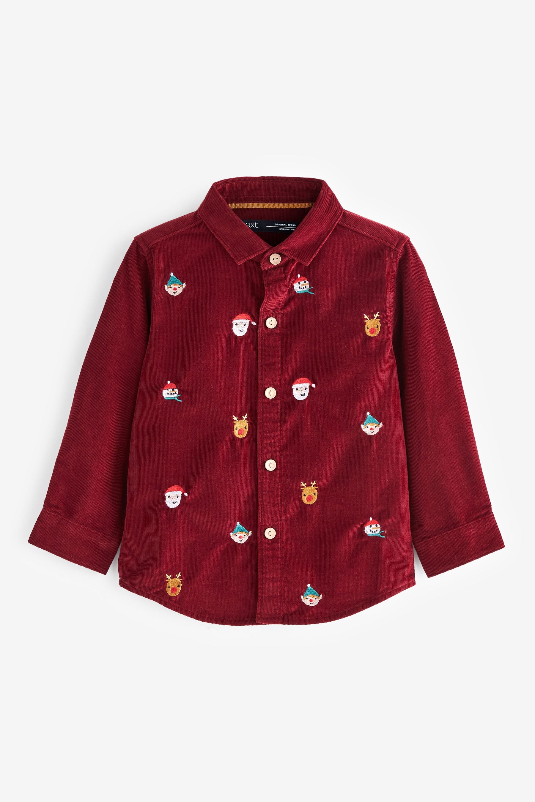 Plum Purple Embroidered Cord Long Sleeve Christmas Shirt (3mths-7yrs)