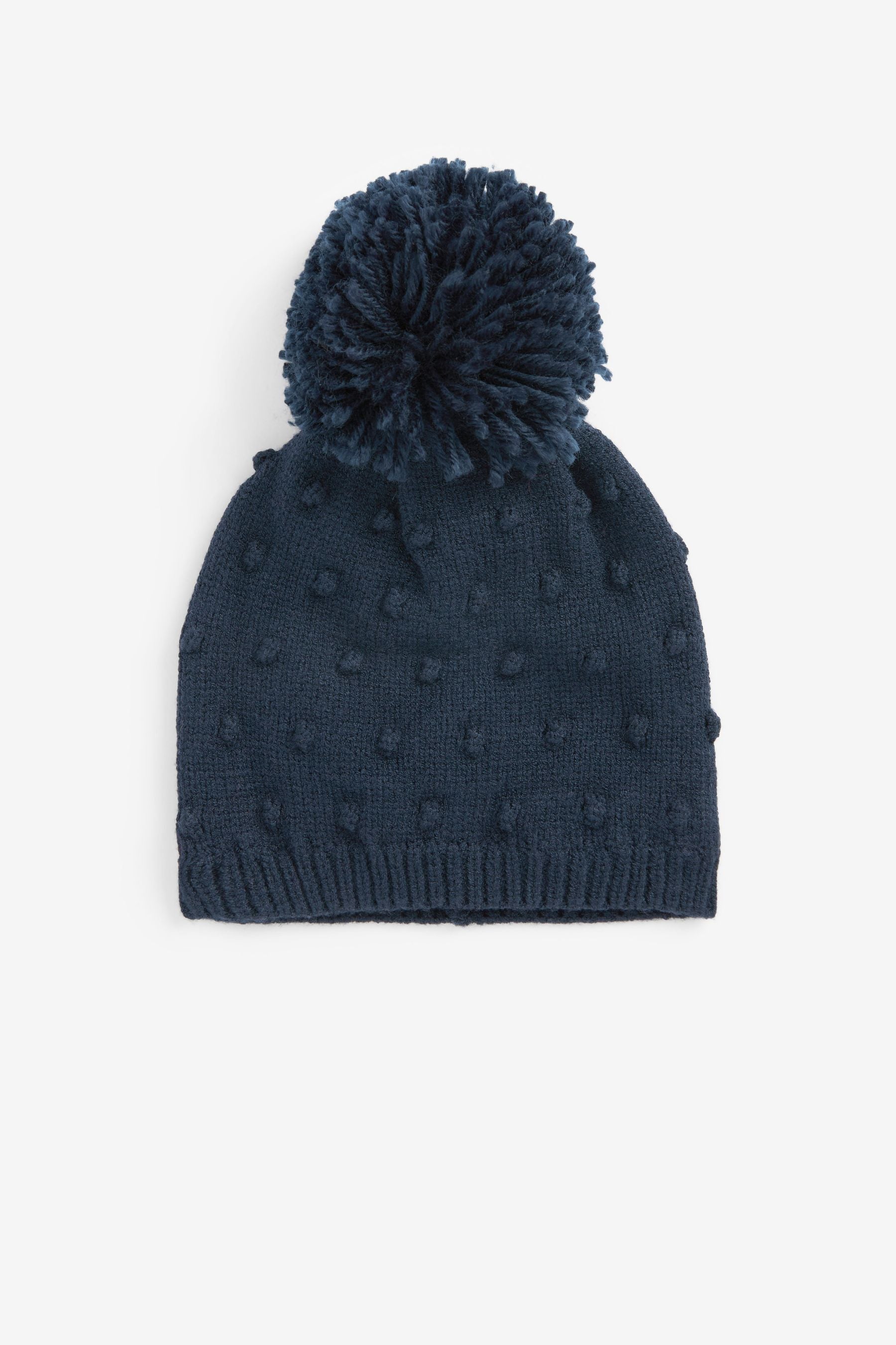 Navy Blue Lightweight Knitted Pom Pom Hat (3mths-10yrs)