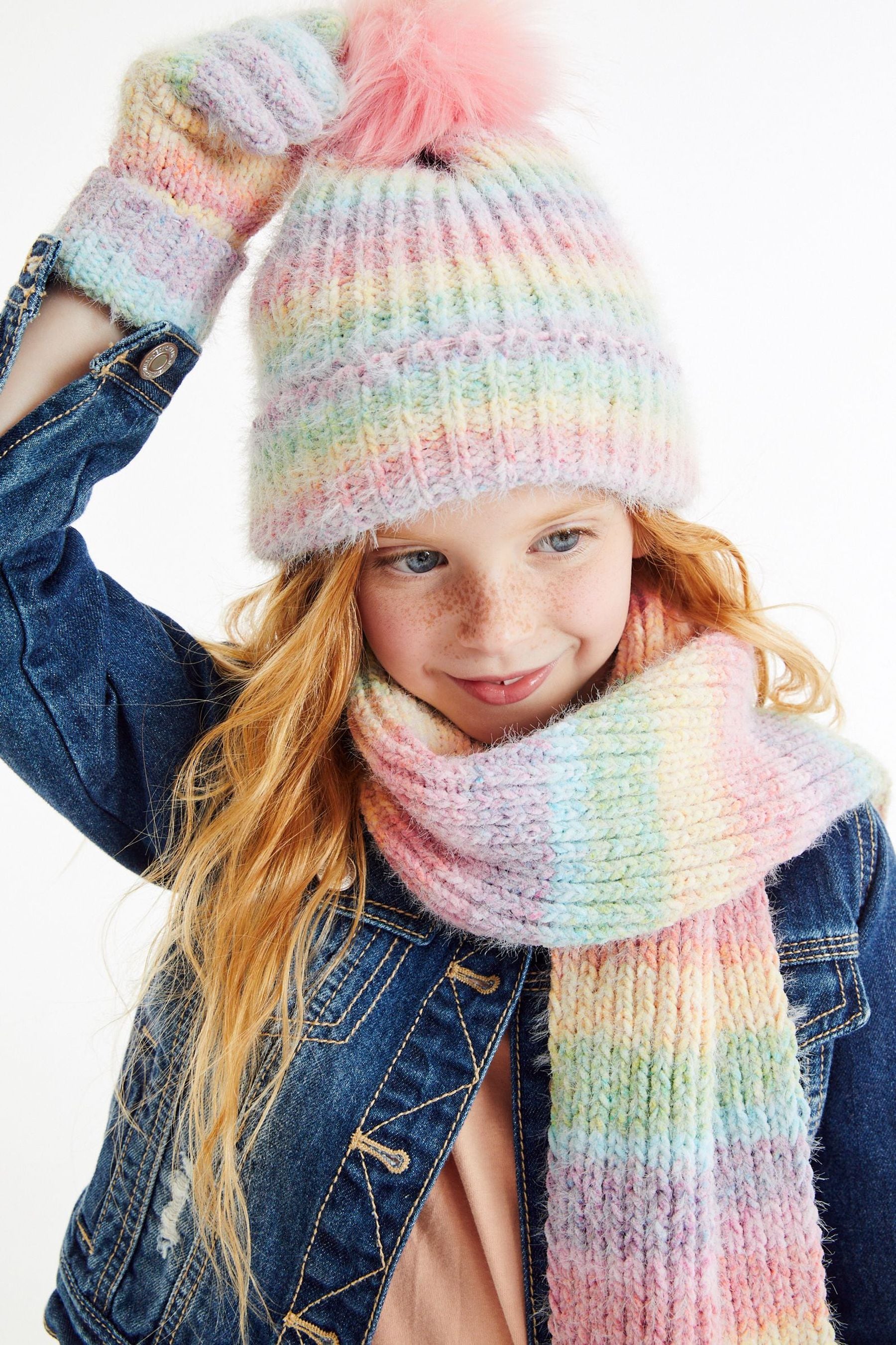 Rainbow Hats and Scarf Set (3-16yrs)