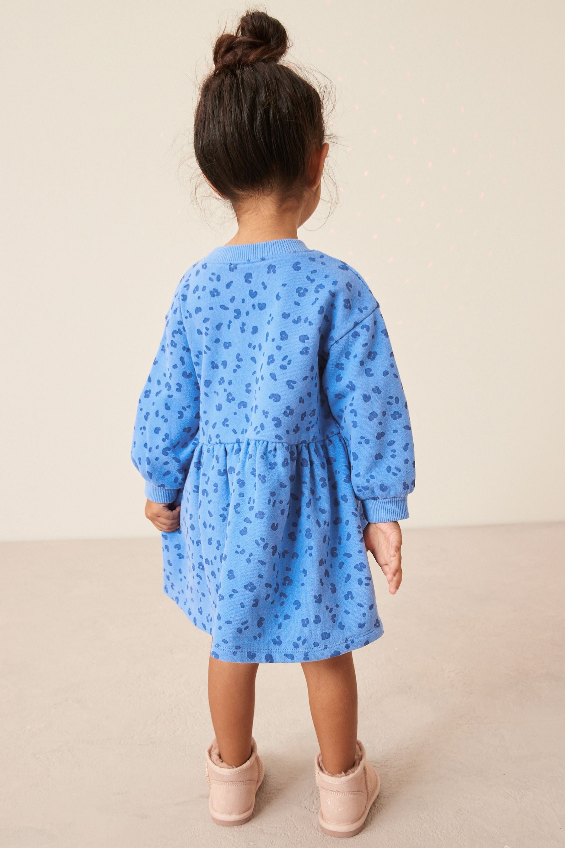 Blue Printed Sweat Dress (3mths-7yrs)