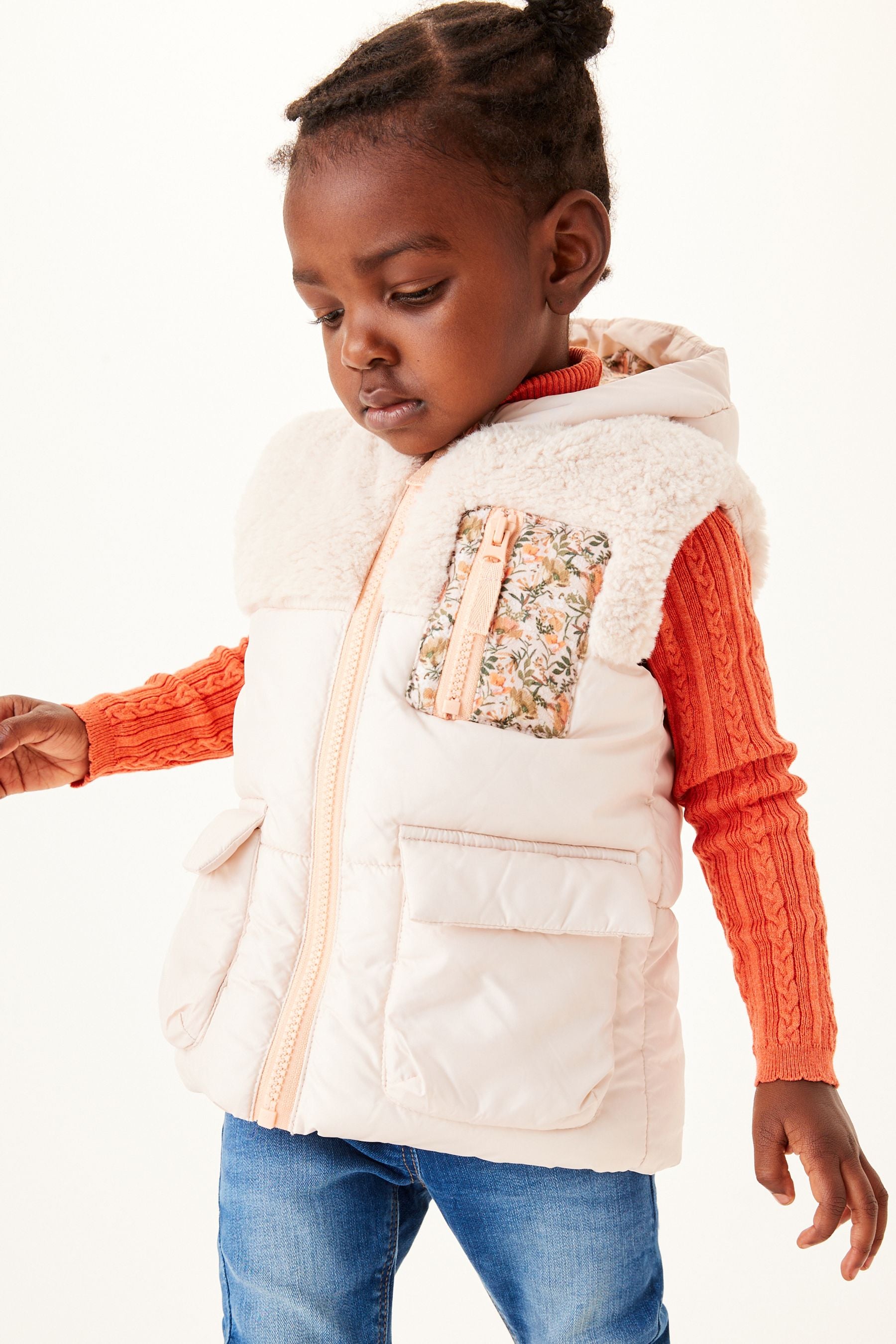 Cream Floral Padded Gilet (12mths-7yrs)