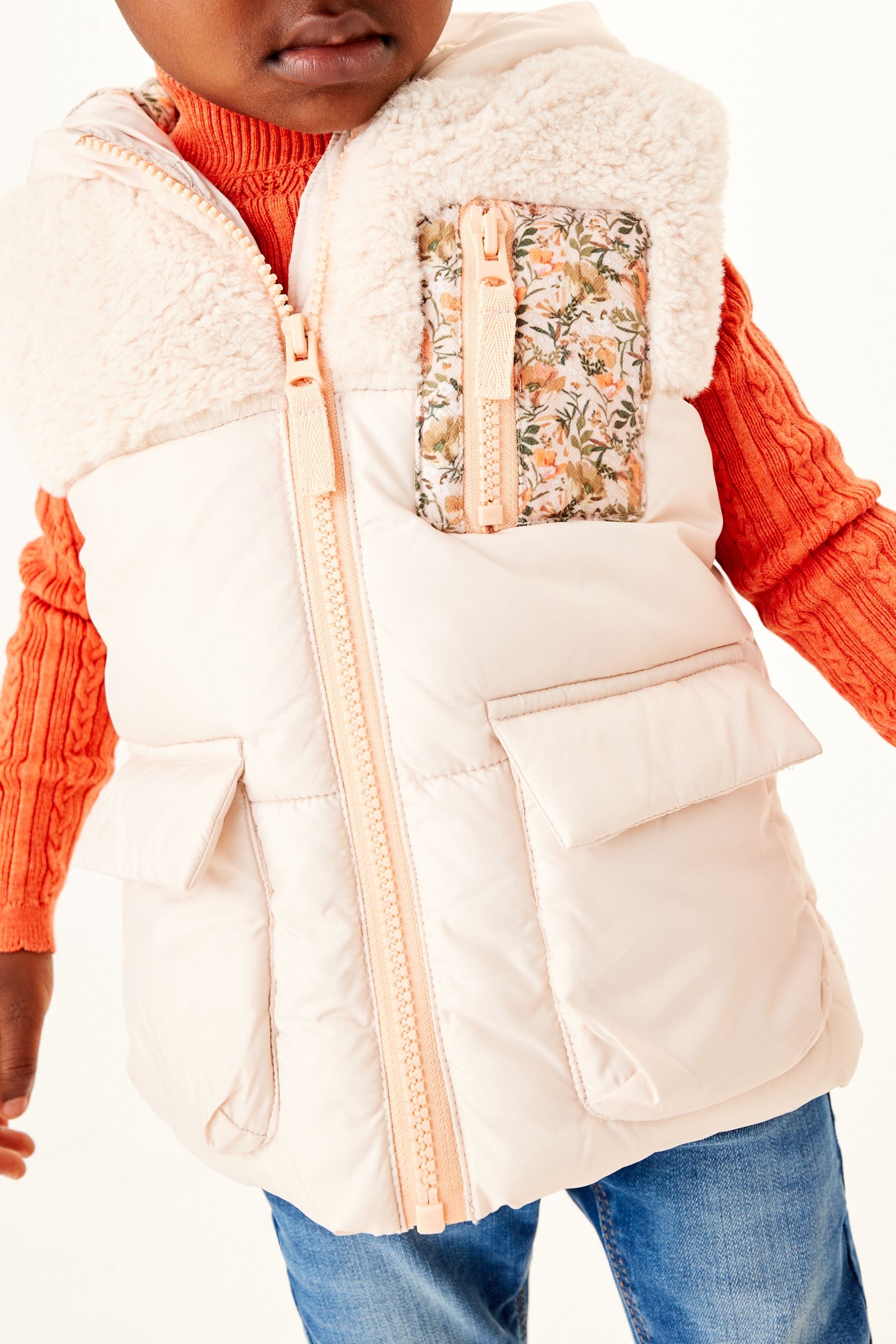 Cream Floral Padded Gilet (12mths-7yrs)